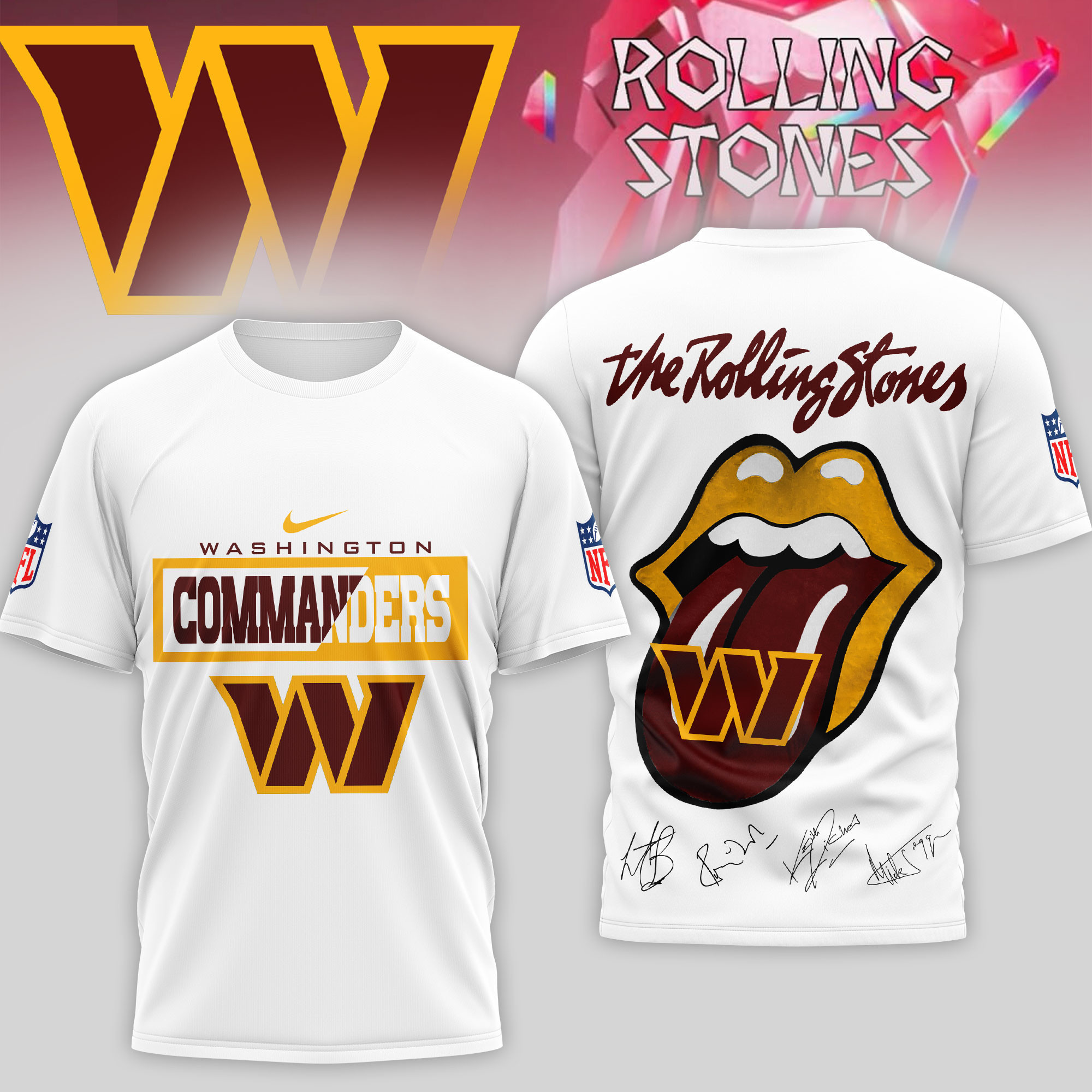 Washington Commanders | Premium NFL The Rolling Stones 3D Shirt TD