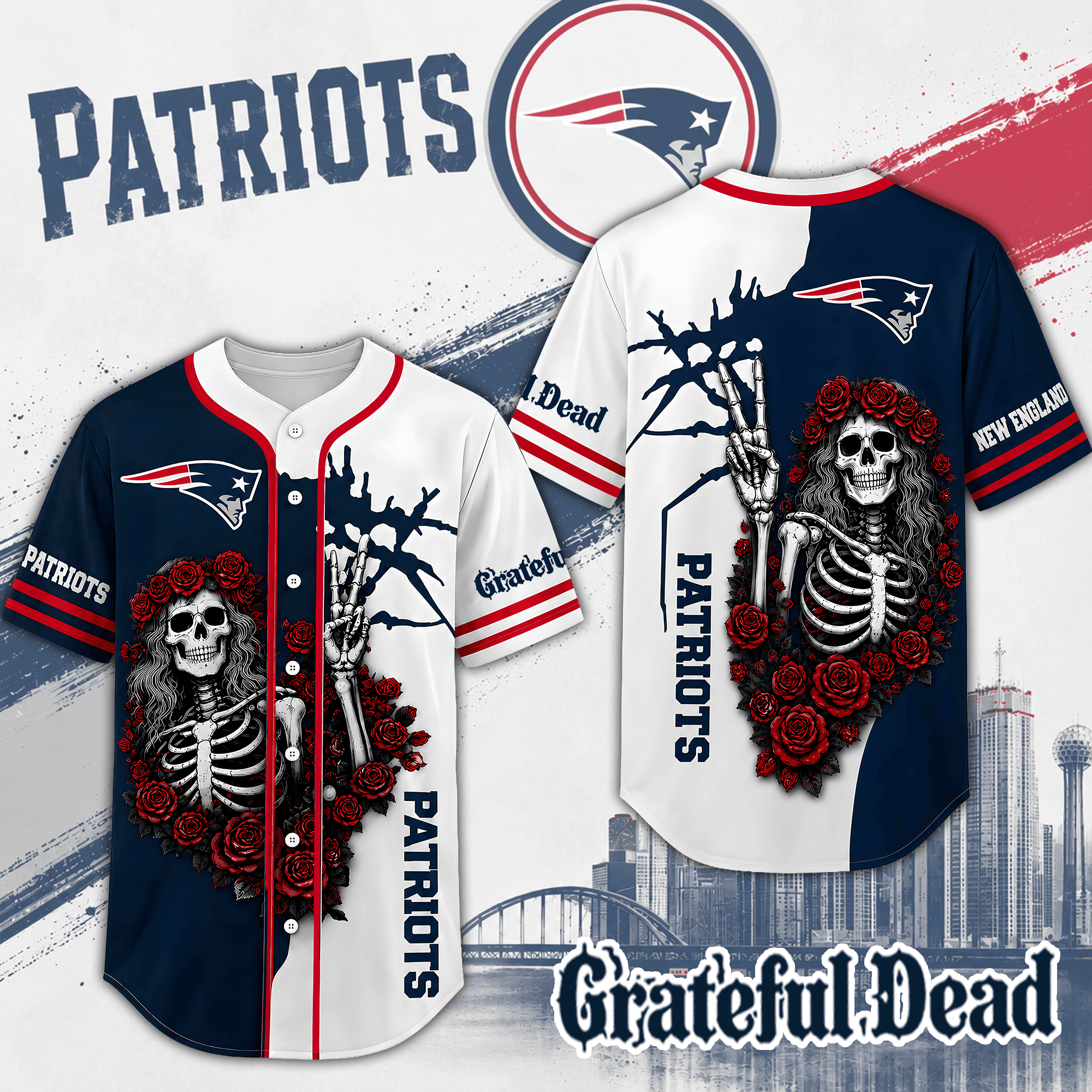 New England Patriots | Premium NFL Game Day Grateful Dead Jersey Shirt NTH1