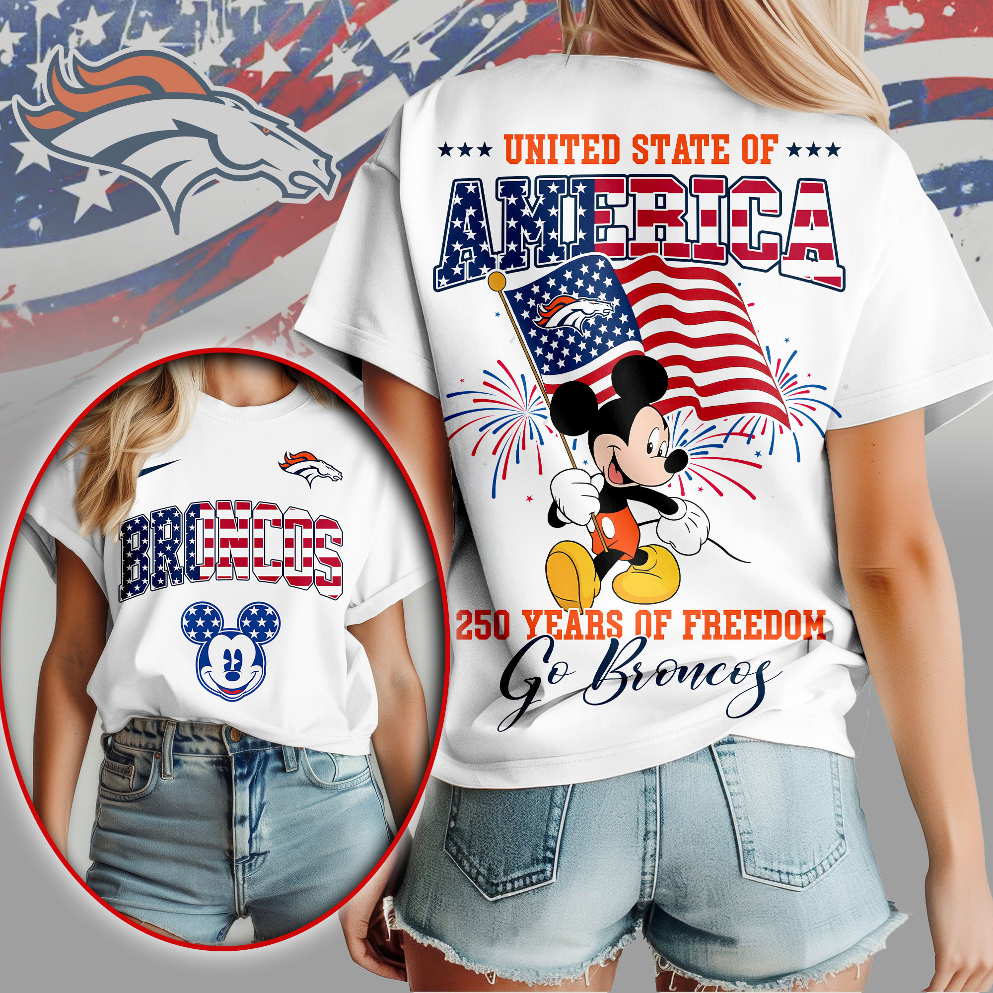 Denver Broncos | Premium NFL Freedom 250 3D Shirt NY