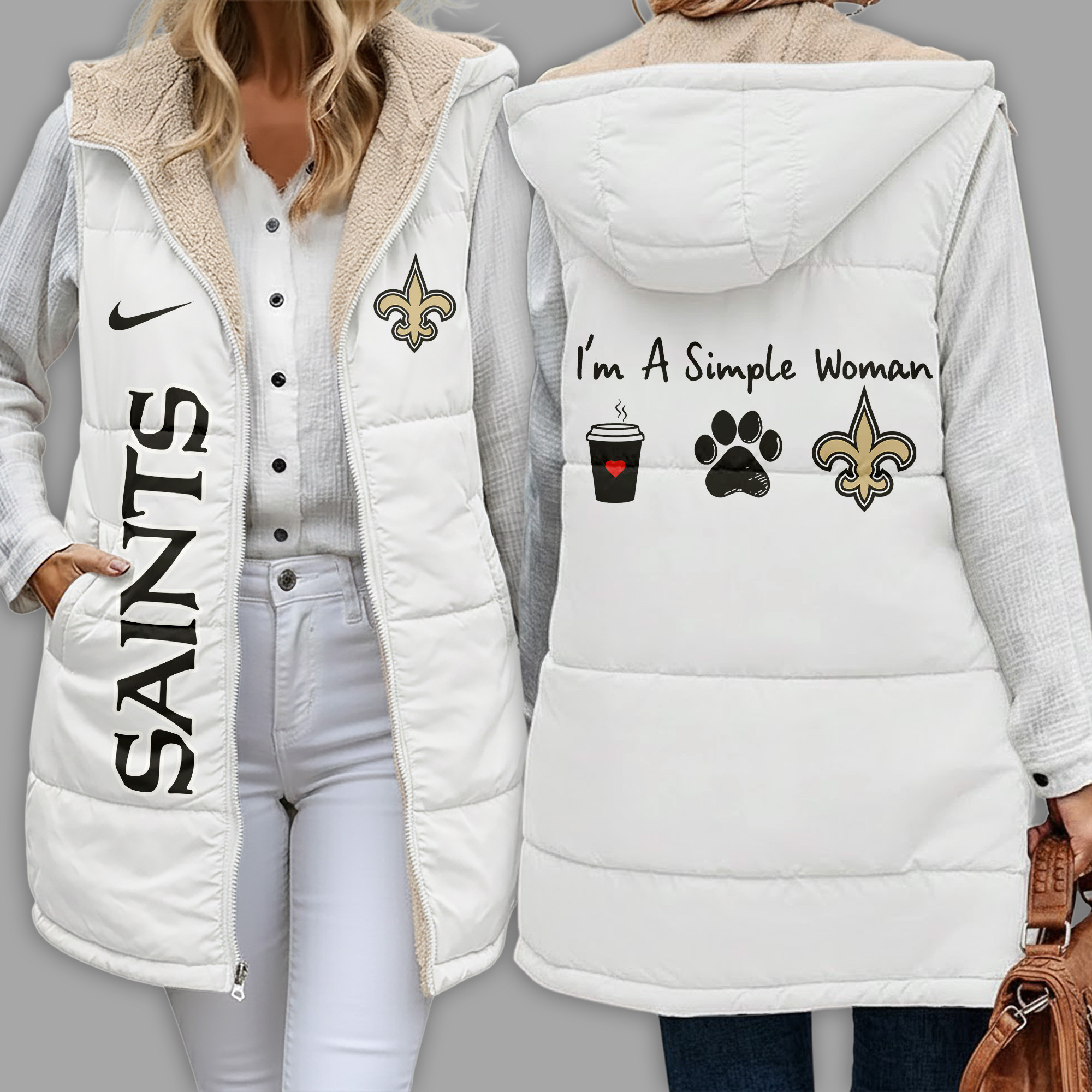 New Orleans Saints | Premium NFL Simple Girl Quilted Vest TD