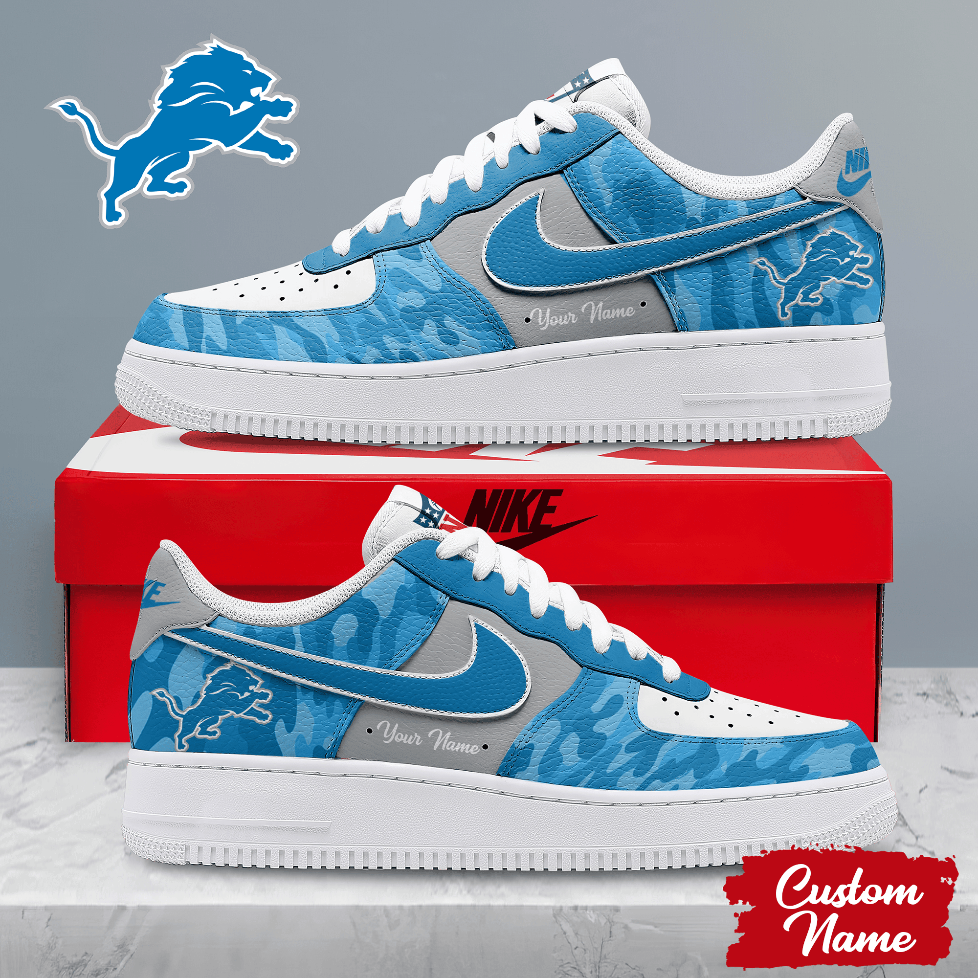 Detroit Lions | Premium NFL End Zone Energy AF1 Shoes NTH1