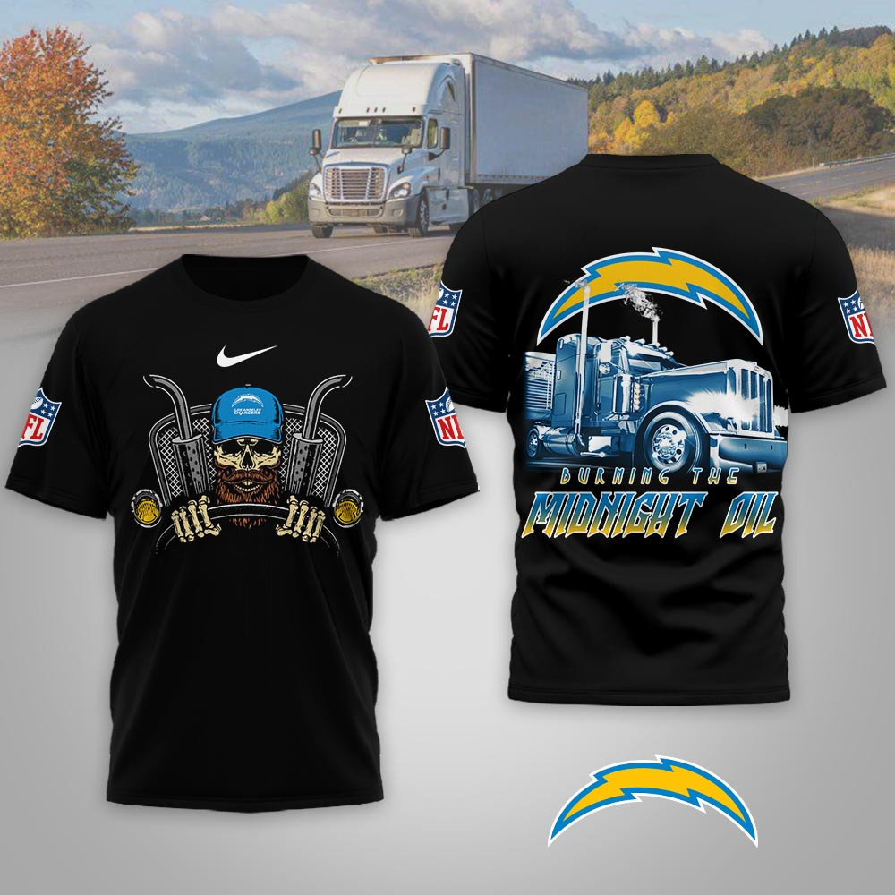 Los Angeles Chargers | Premium NFL Truck Driver Burn The Midnight Oil 3D Shirt NP