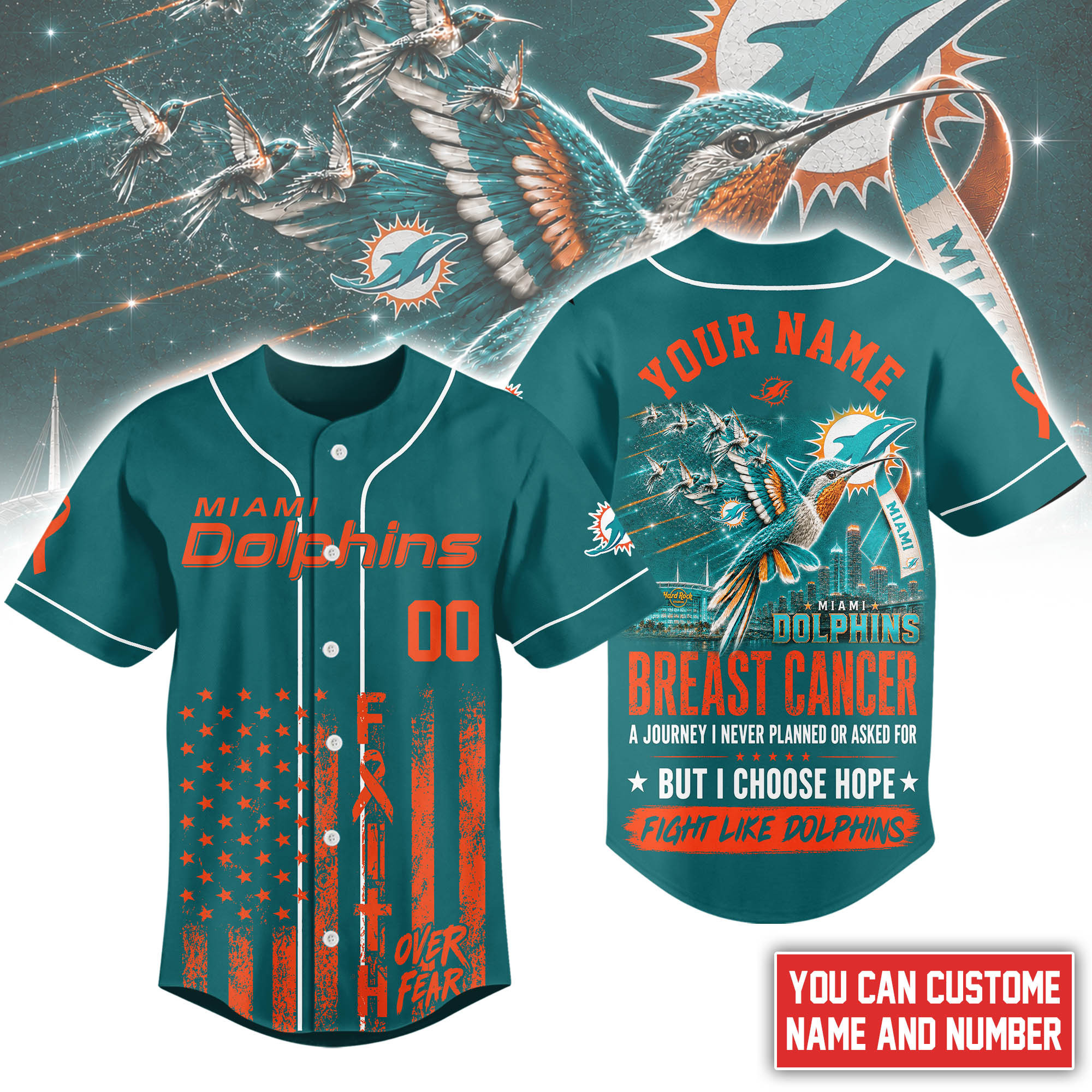 Miami Dolphins | Premium NFL Hope Over Fear Jersey NTH1