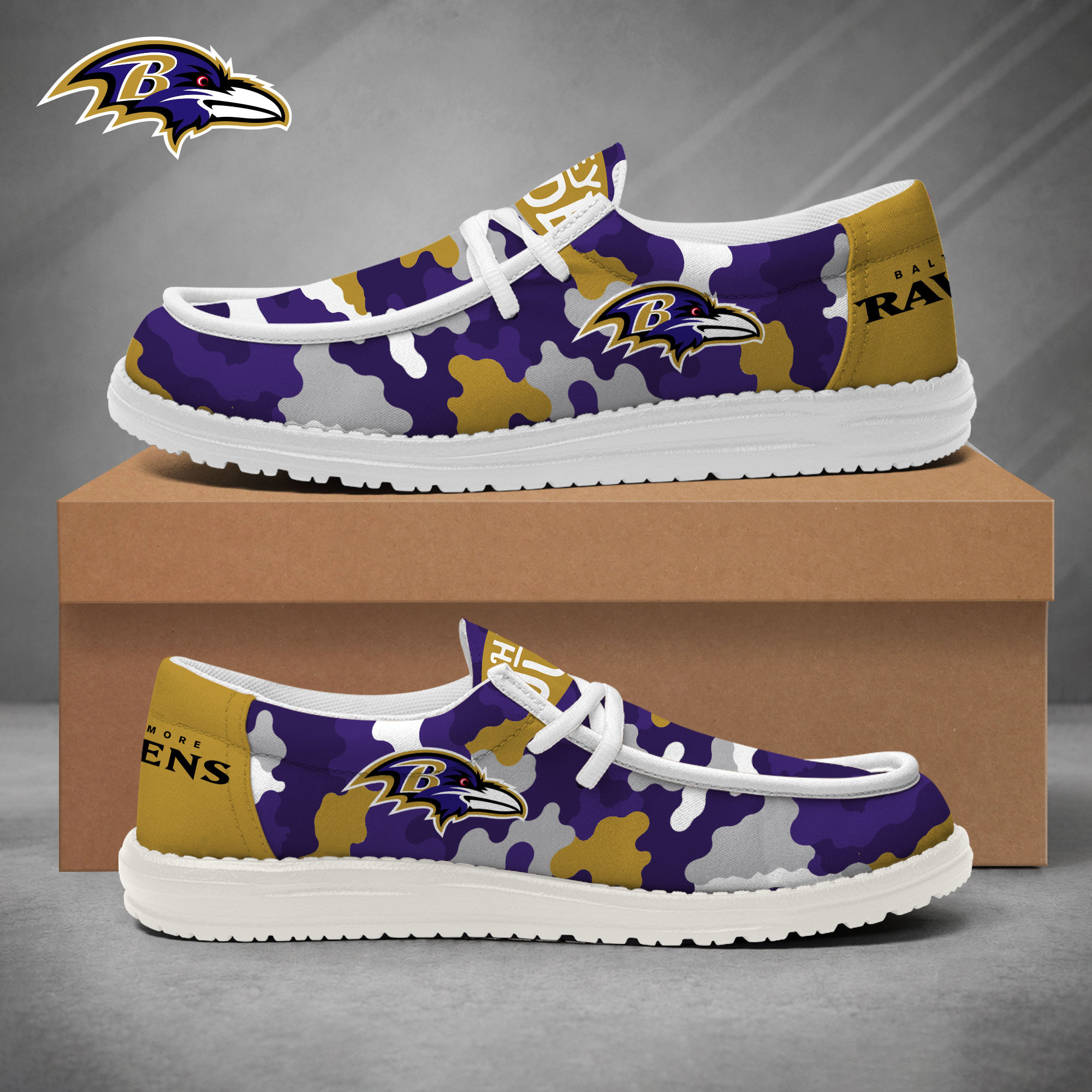 Baltimore Ravens | Premium NFL Game Day Camo Loafer Shoes NY