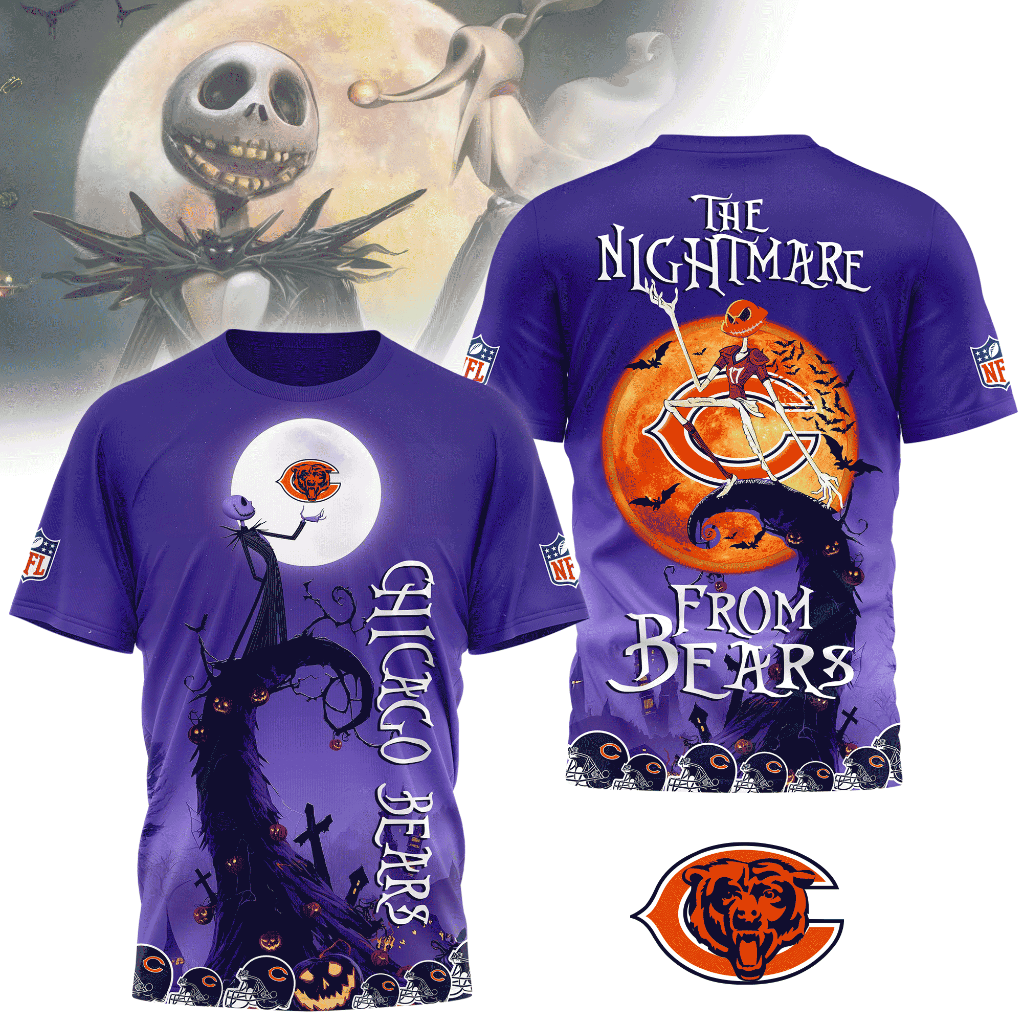 Chicago Bears | Premium NFL Halloween The Nightmare 3D Shirt NY