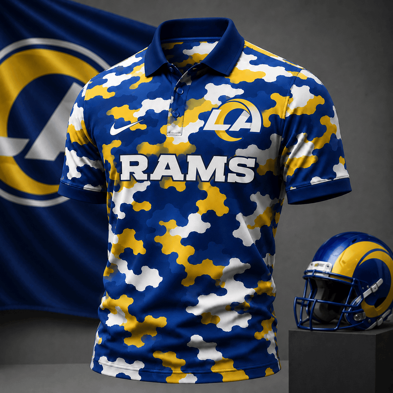 Los Angeles Rams| Premium NFL Camo Polo Shirt NY