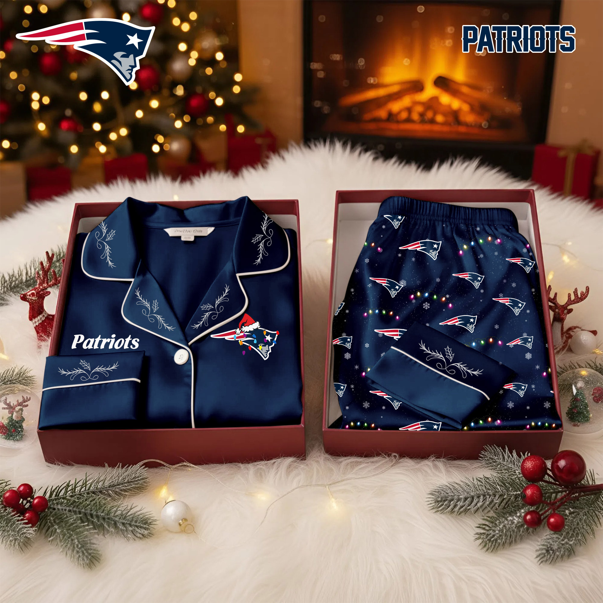 New England Patriots | Premium NFL Christmas Cozy Pajamas TD