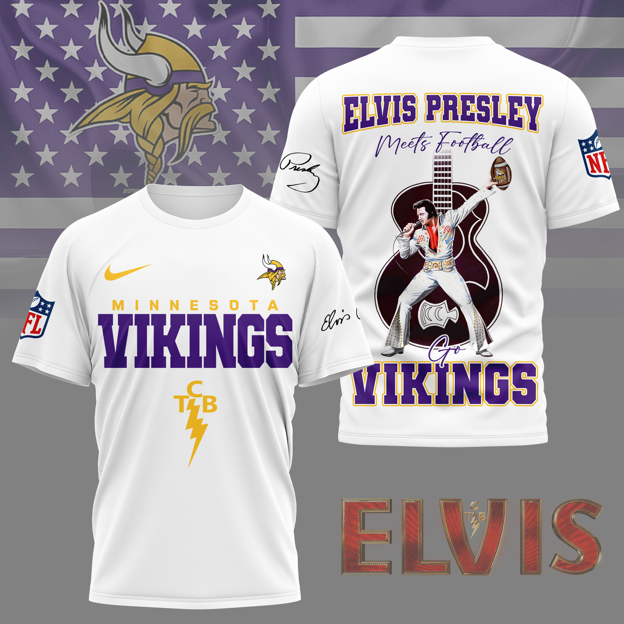 Minnesota Vikings | Premium NFL Elvis Presley Fan 3D Shirt NY