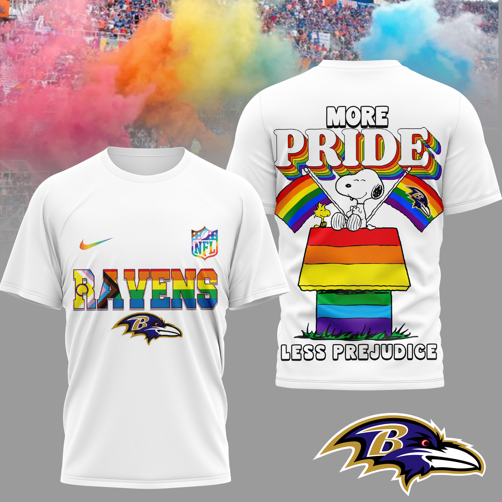 Baltimore Ravens | Premium NFL Snoopy Pride Month 3D T-Shirt HY