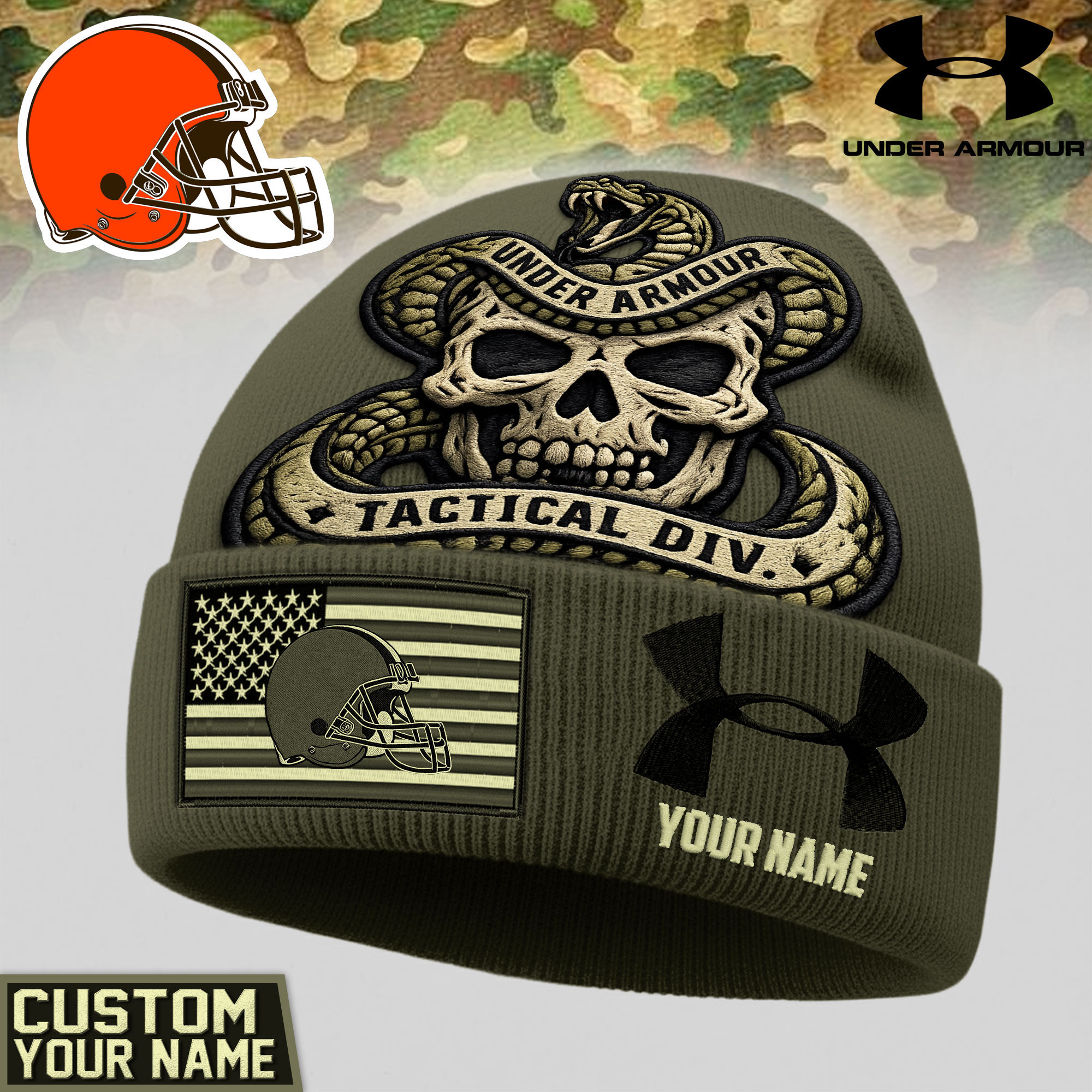Cleveland Browns | Premium NFL Tactical DIV Under Armour Beanie Hat TD