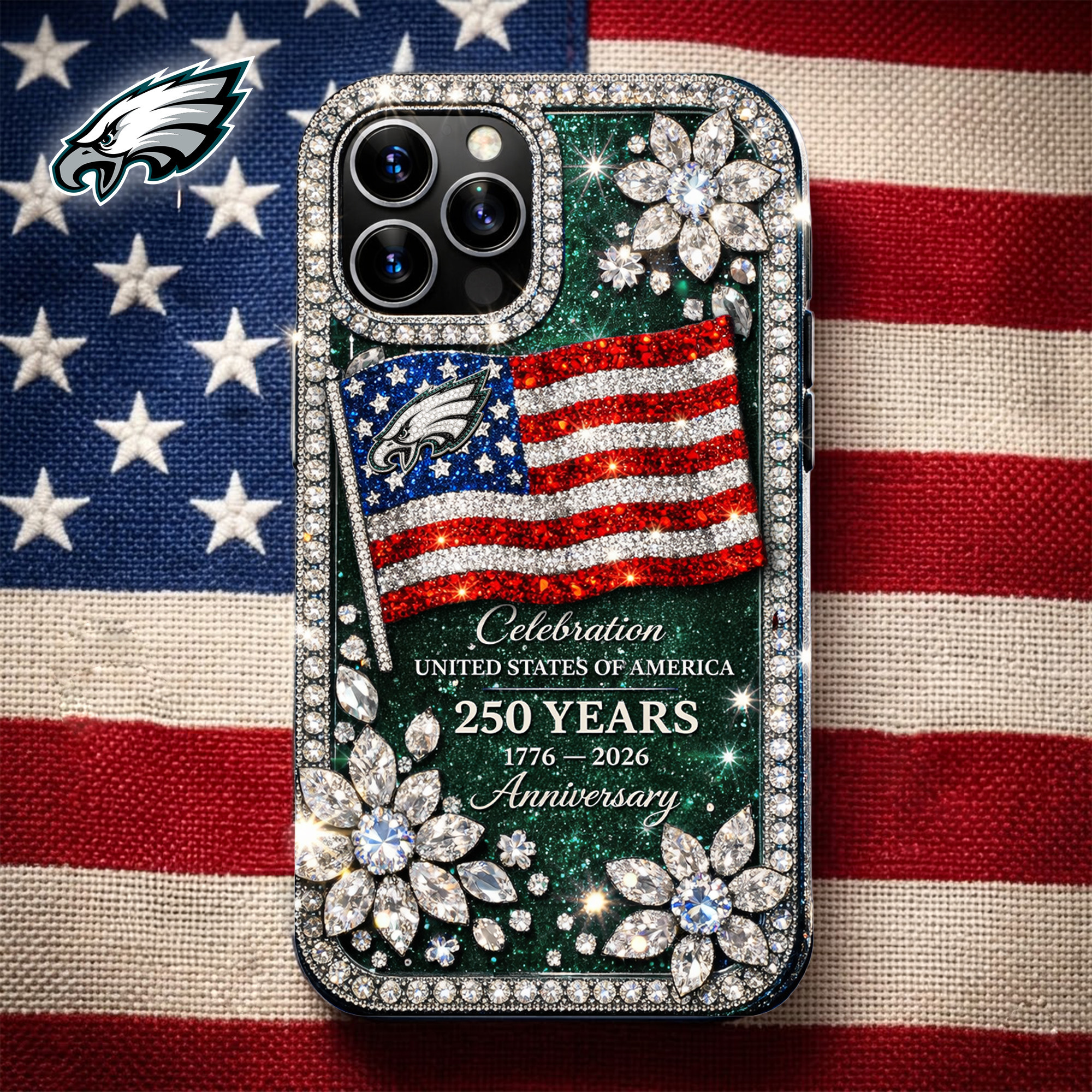 Philadelphia Eagles | Premium NFL Celebration United States Of America 250 Years Luxury Phone Case TD