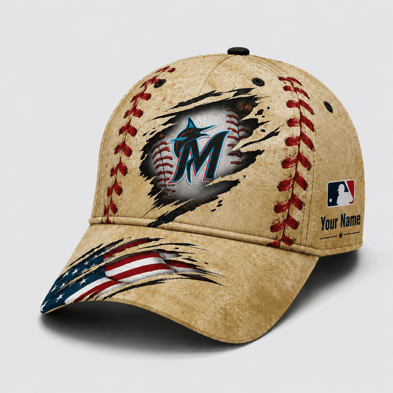 Miami Marlins | Premium MLB Patriot Stitch Baseball Cap