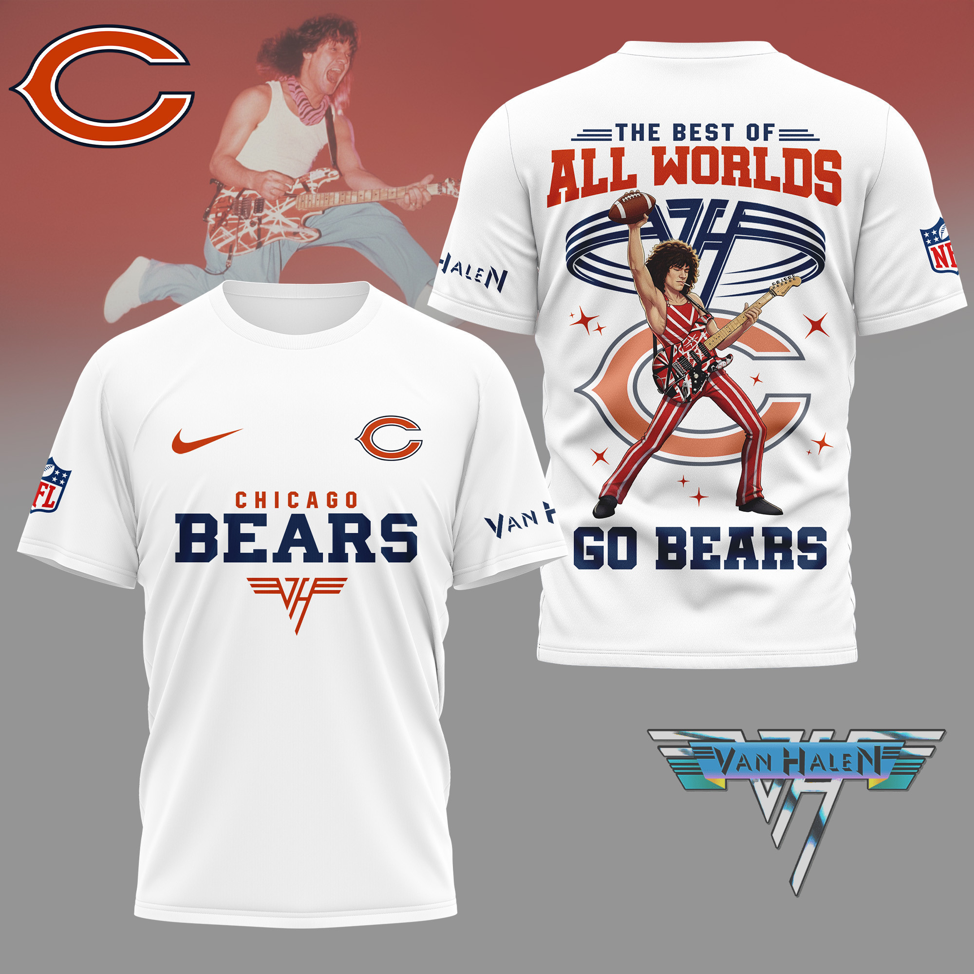Chicago Bears | Premium NFL Van Halen Graphic 3D Shirt NY