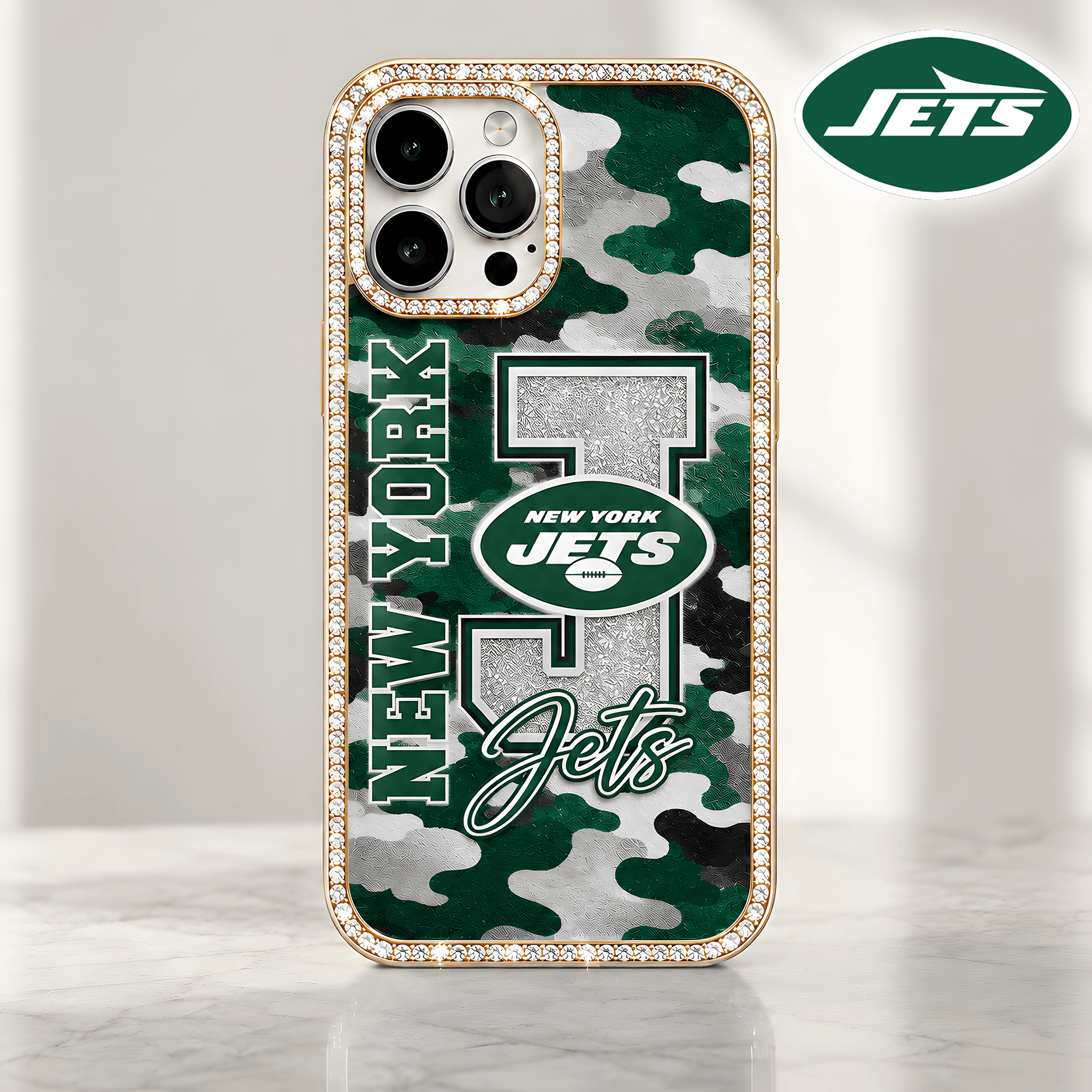 New York Jets | Premium NFL Team Camo Bling Luxury Phone Case NTH1