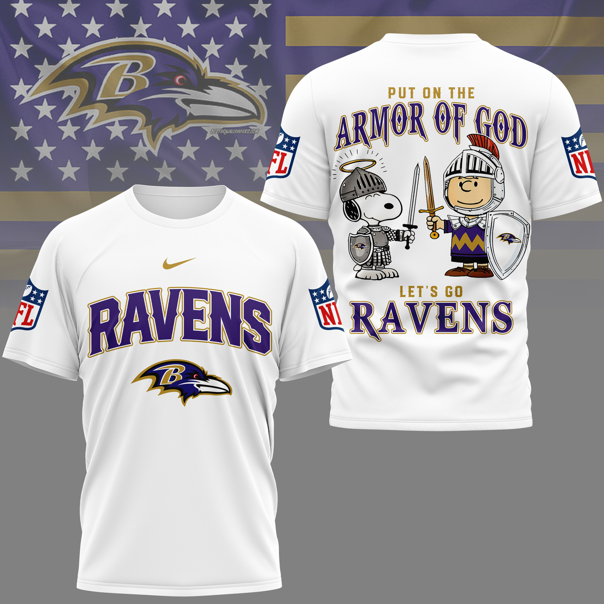 Baltimore Ravens | Premium NFL Armor of God 3D Shirt NY
