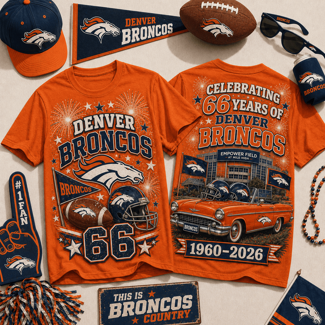 Denver Broncos | Premium NFL Legacy Celebration 3D Shirt NY