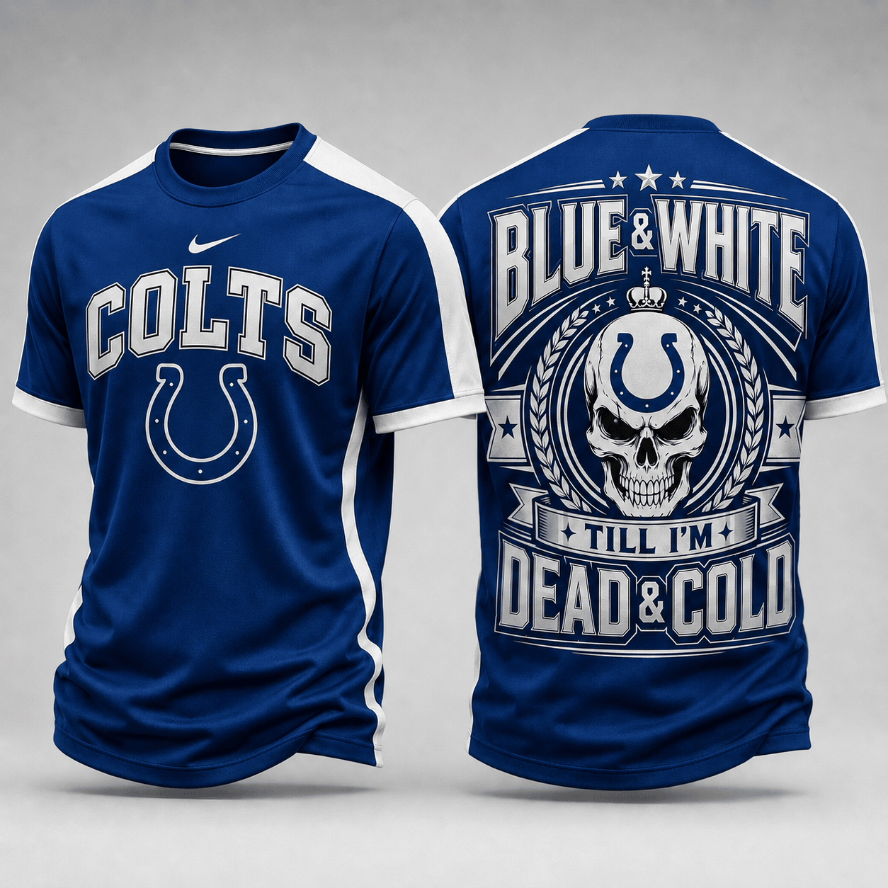 Indianapolis Colts | Premium NFL Till I’m Dead Forever Skull Fan Pride 3D Shirt TD