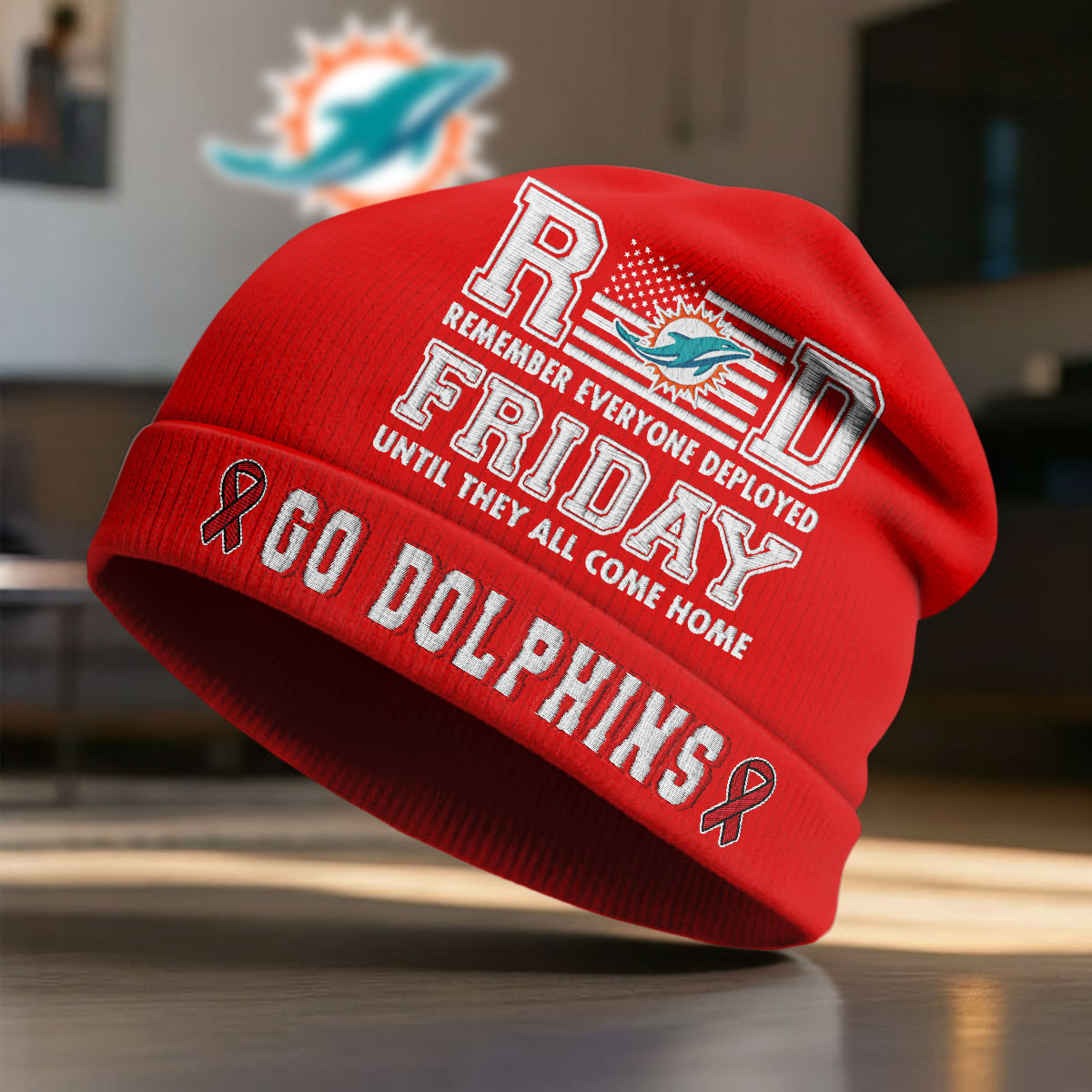 Miami Dolphins | Premium NFL Red Friday Beanie Hat NY
