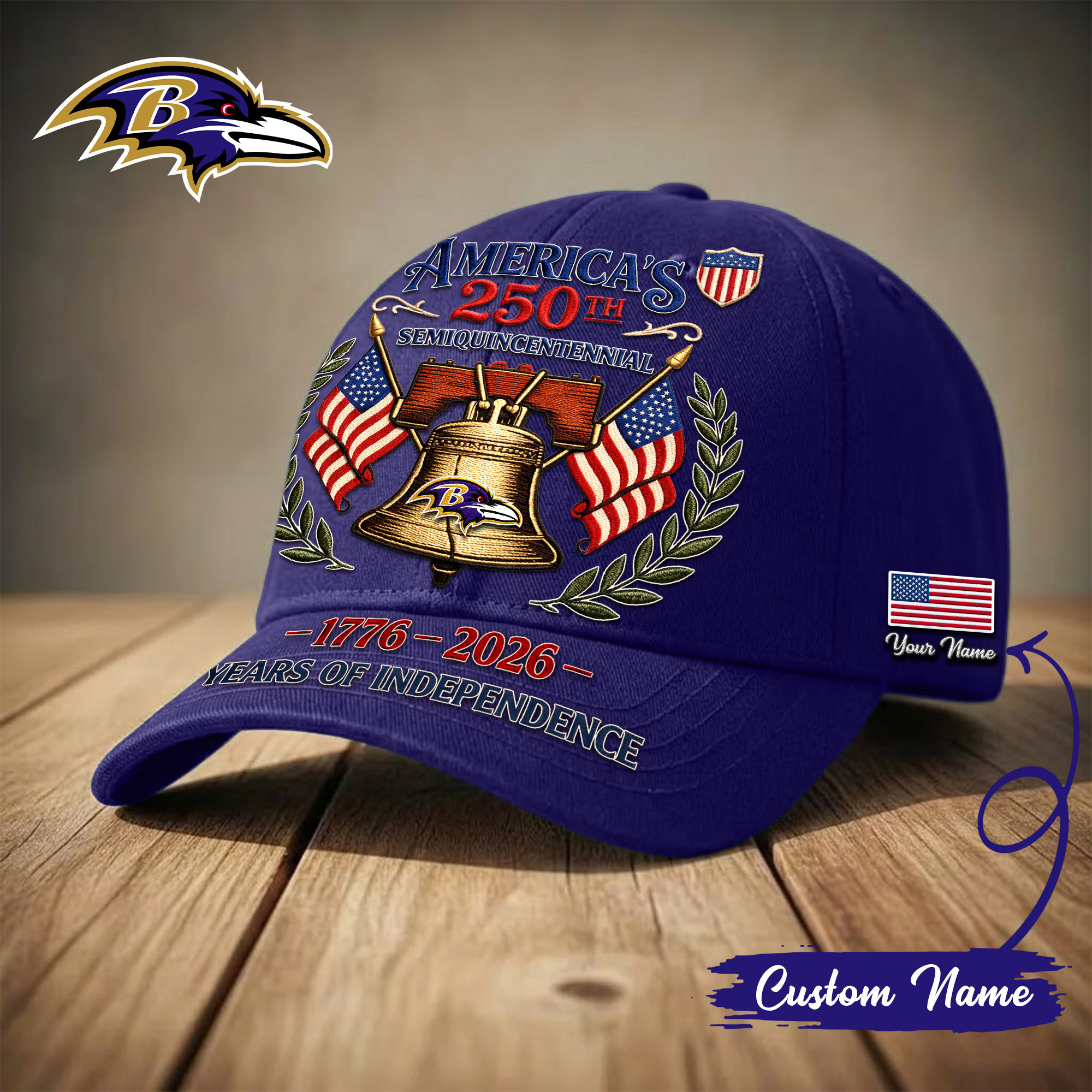 Baltimore Ravens | Premium NFL 1776-2026 Years Of Independence Classic Cap TD