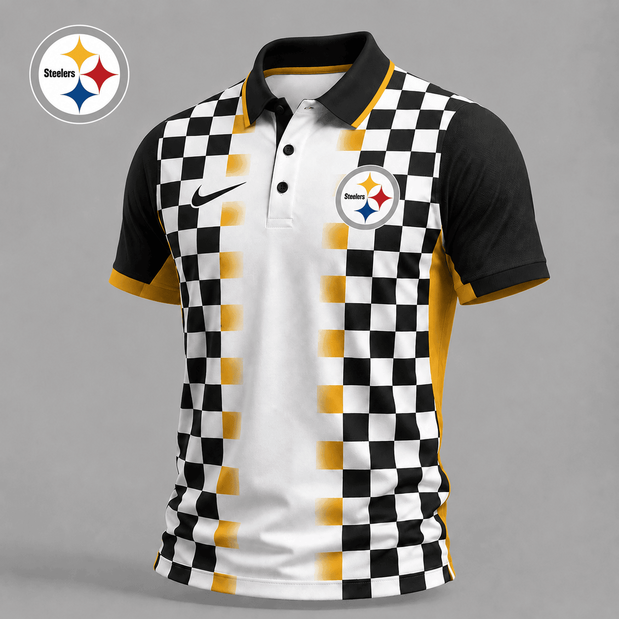 Pittsburgh Steelers | Premium NFL Checkered Fade Polo Shirt NY