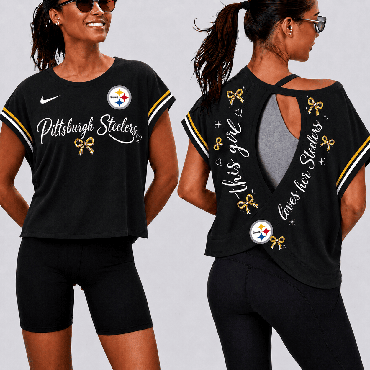 Pittsburgh Steelers | Premium NFL Open Back Workout Shirts Short Sleeve NY
