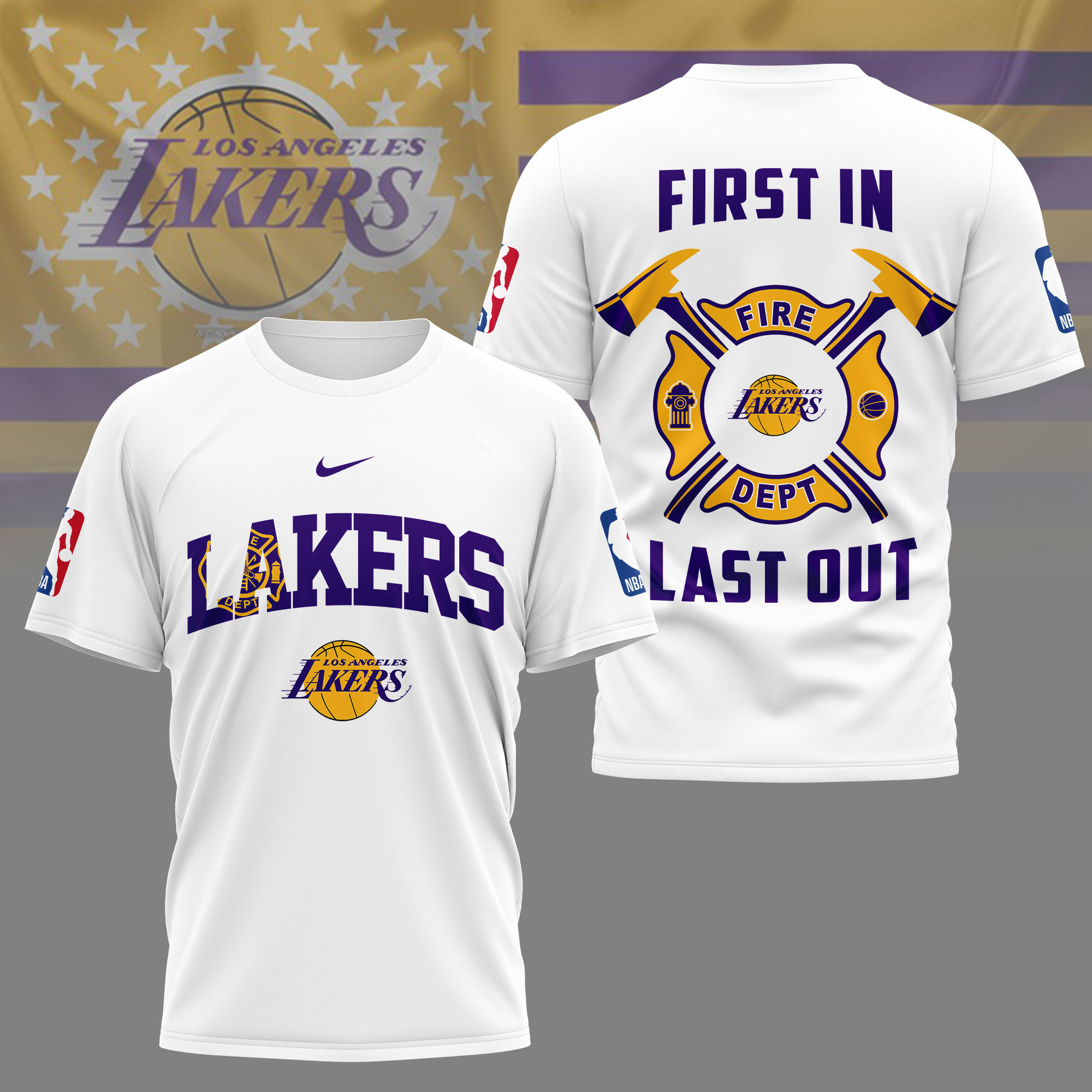 Los Angeles Lakers | Premium NBA Fire Dept 3D Shirt TD