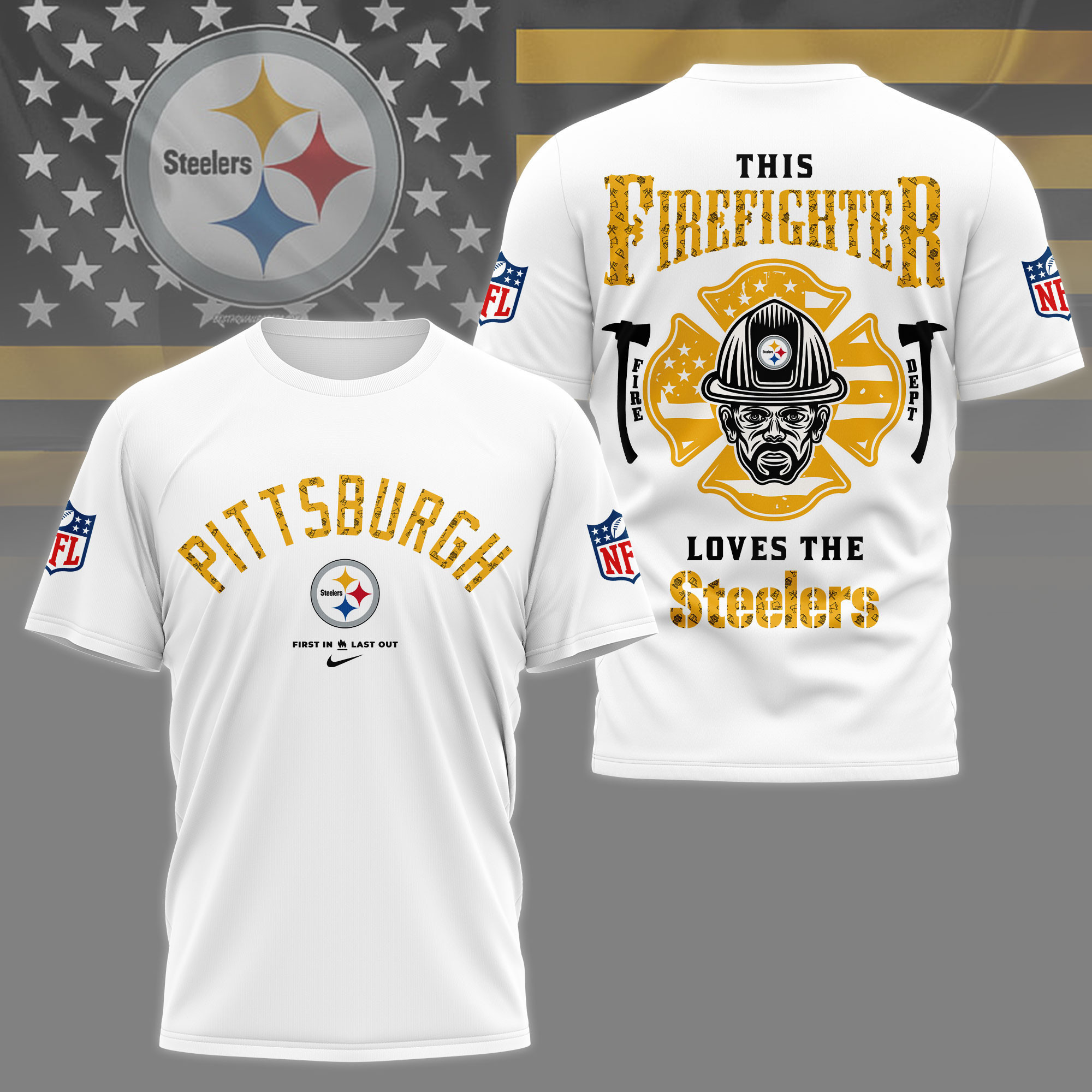 Pittsburgh Steelers | Premium NFL Firefighter Tribute 3D Shirt NY
