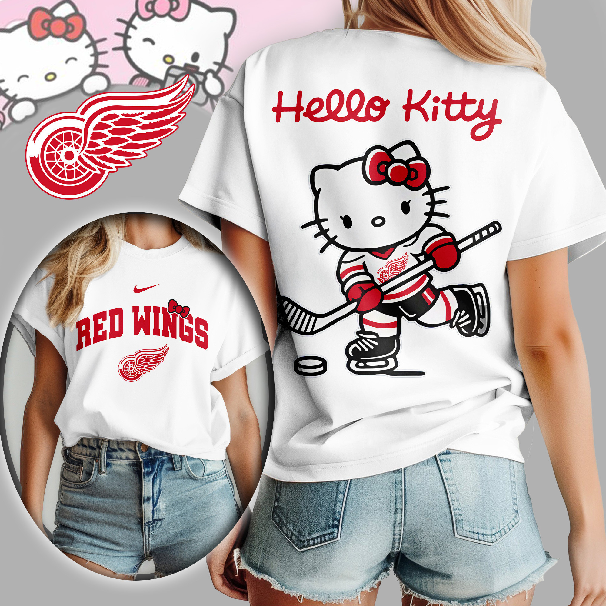 Detroit Red Wings | Premium NHL Hello Kitty Women's Shirt TD