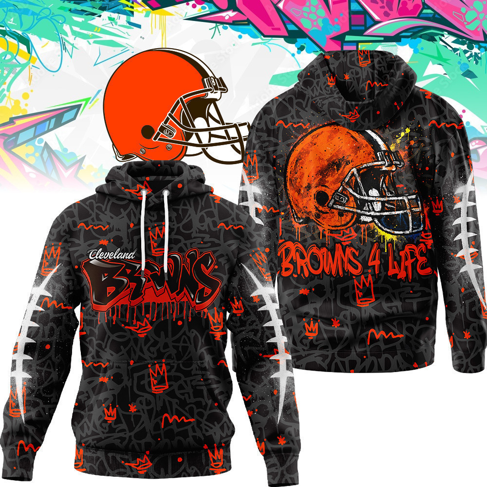 Cleveland Browns | Premium NFL Special Graffiti My Team 4 Life Hoodie MM