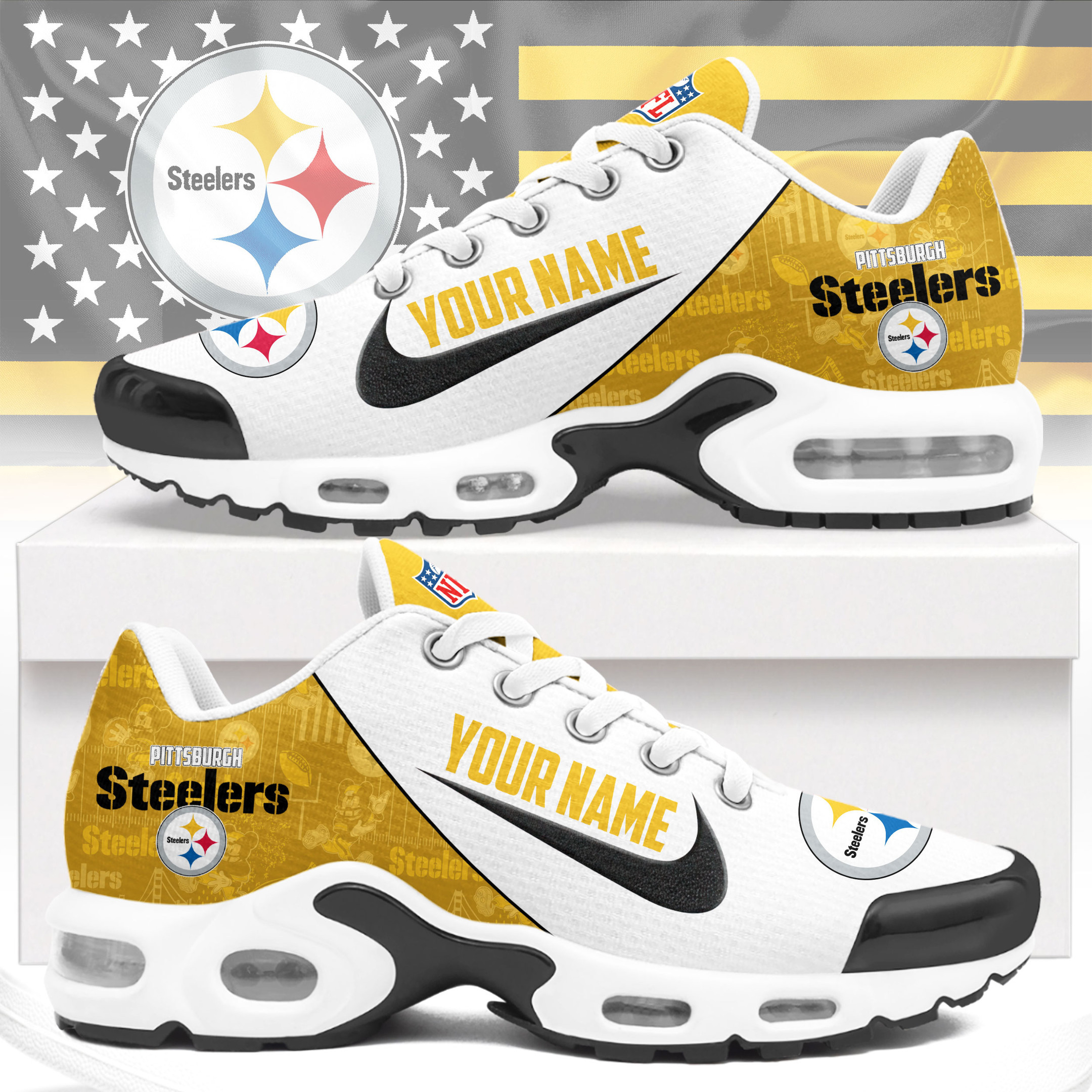 Pittsburgh Steelers | Premium NFL Custom Name Running Air Max Shoes NTH1
