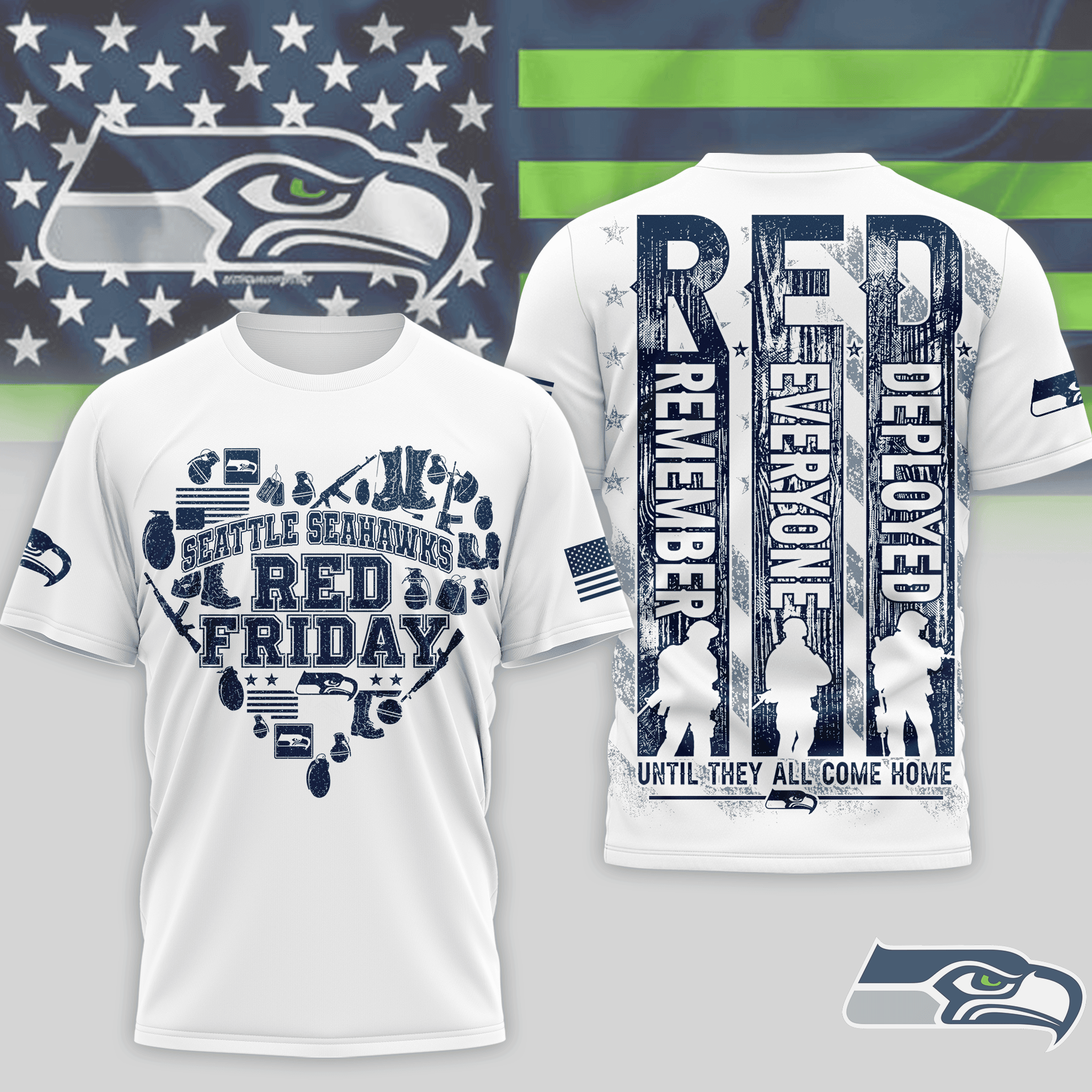 Seattle Seahawks | Premium NFL Remember Everyone Deployed 3D Shirt NTH1