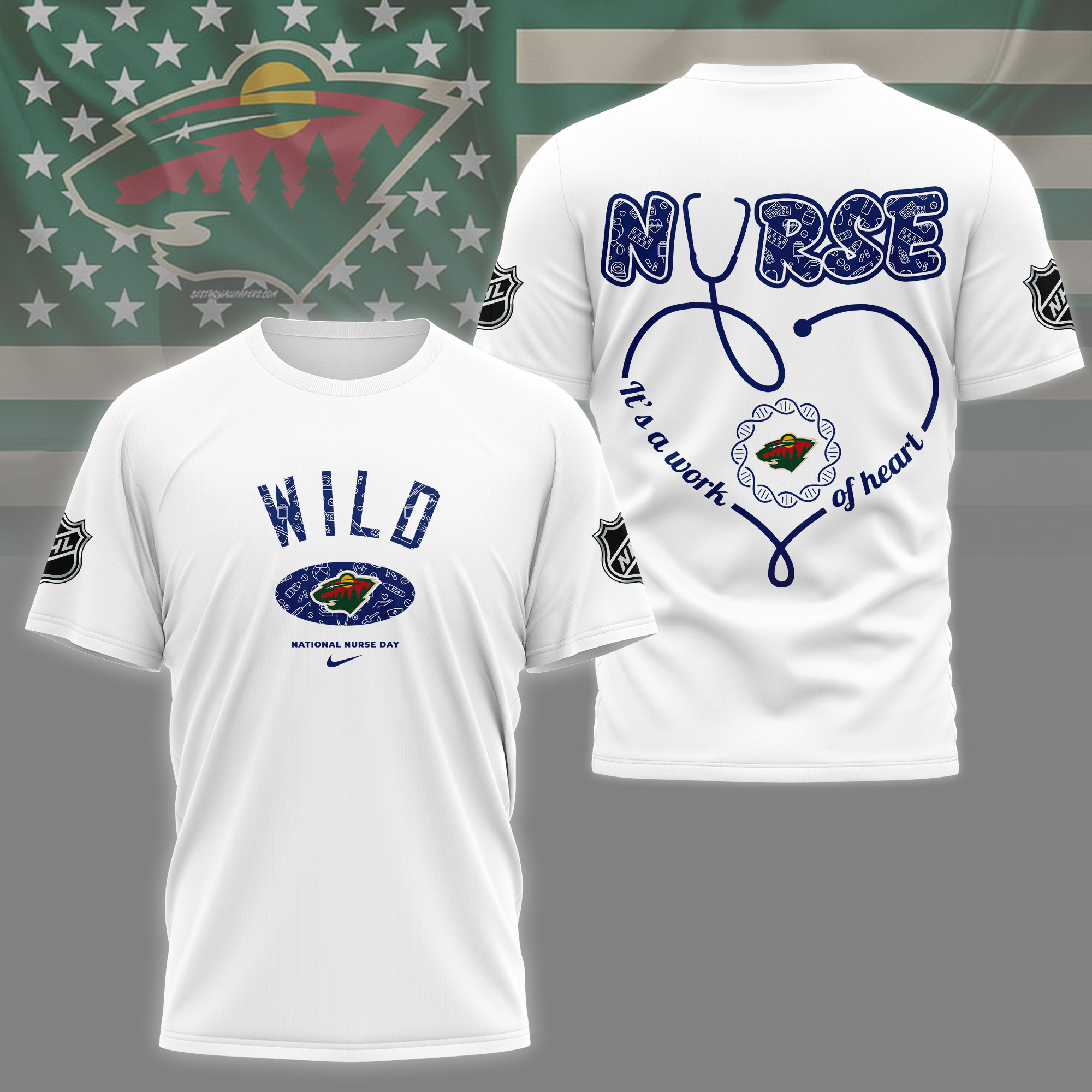 Minnesota Wild | Premium NHL Nurse Appreciation Month 3D Shirt NY