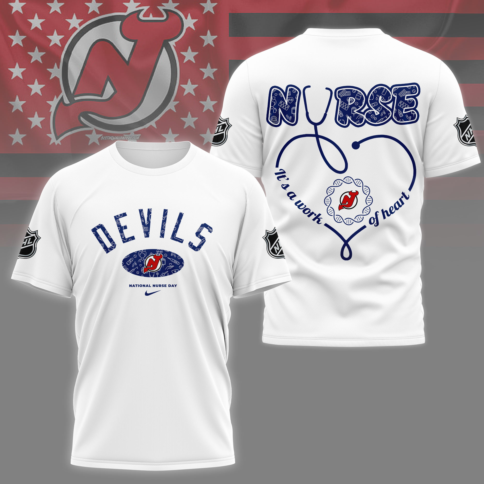 New Jersey Devils | Premium NHL Nurse Appreciation Month 3D Shirt NY