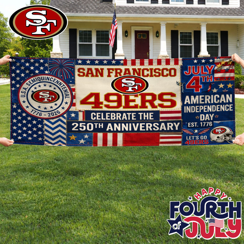 San Francisco 49ers | Premium NFL Patchwork America 250 Fabric Banner HY