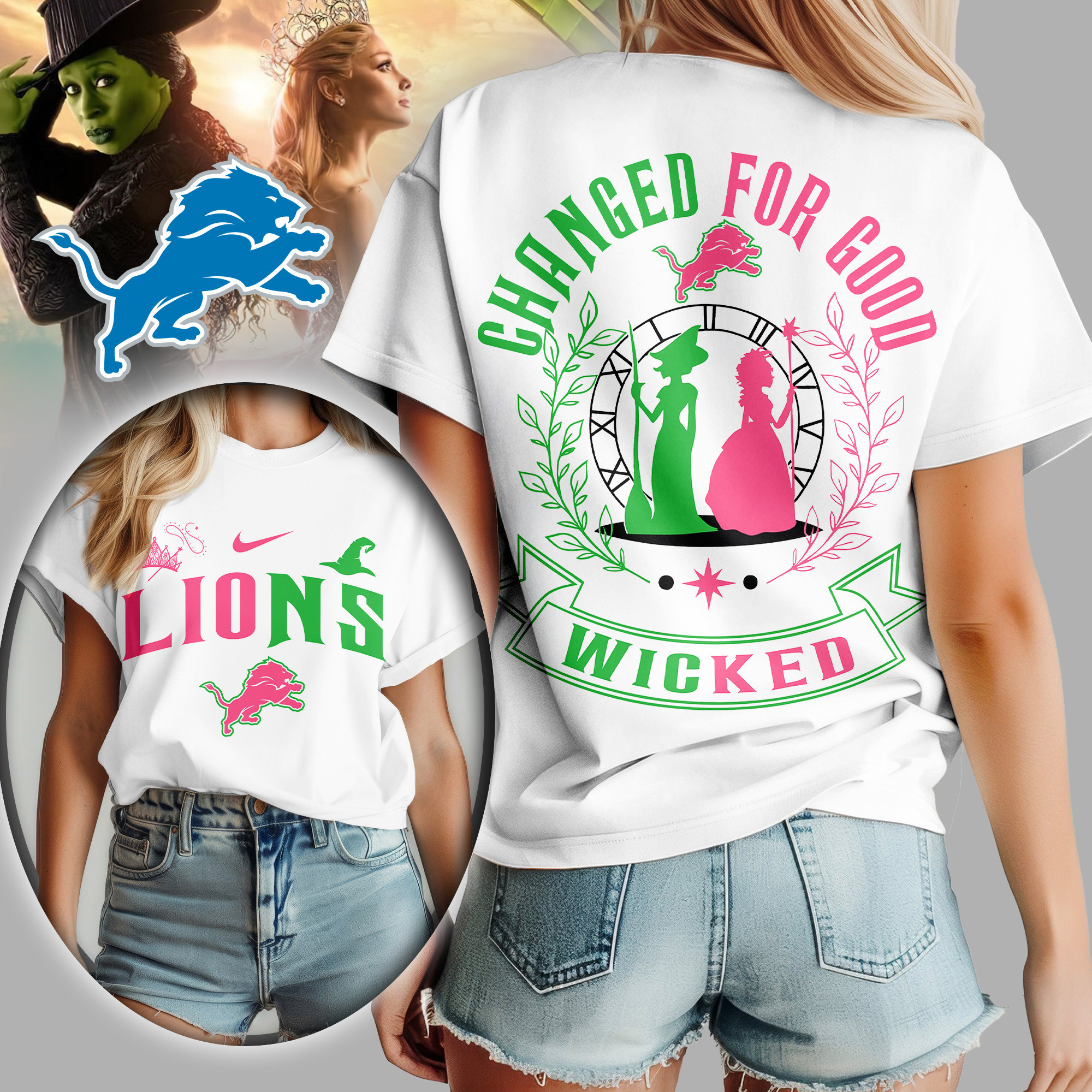 Detroit Lions | Premium NFL Wicked Changed For Good Women Shirt TD