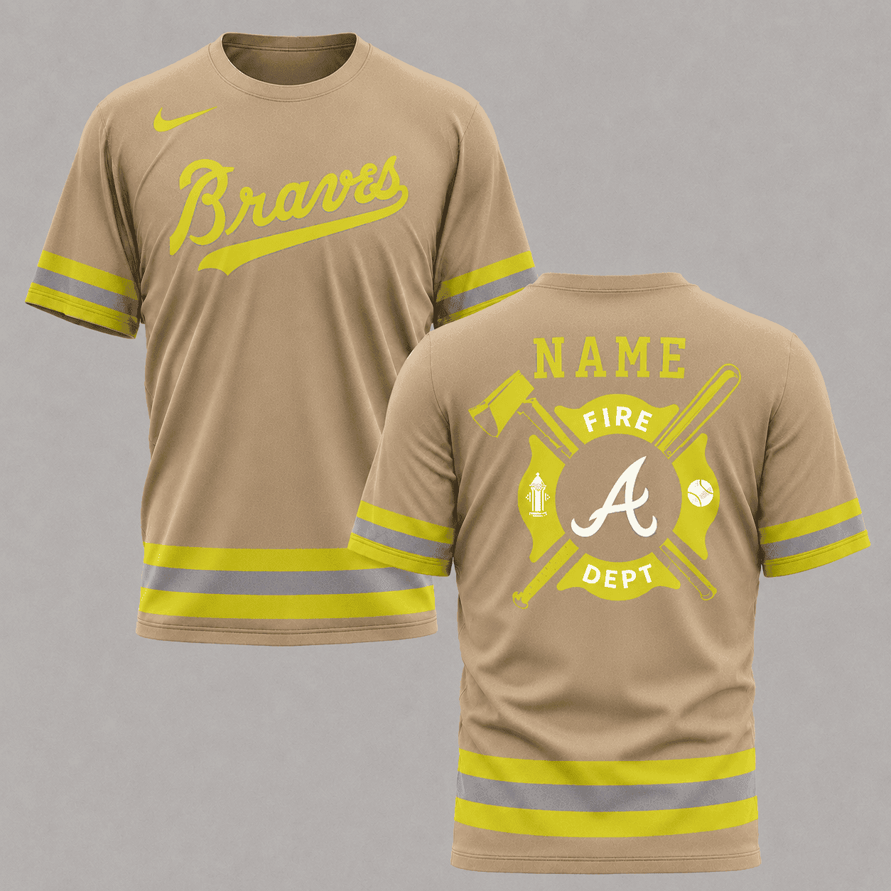 Atlanta Braves | MLB x Personalized Firefighters Hi-vis 3D Shirt