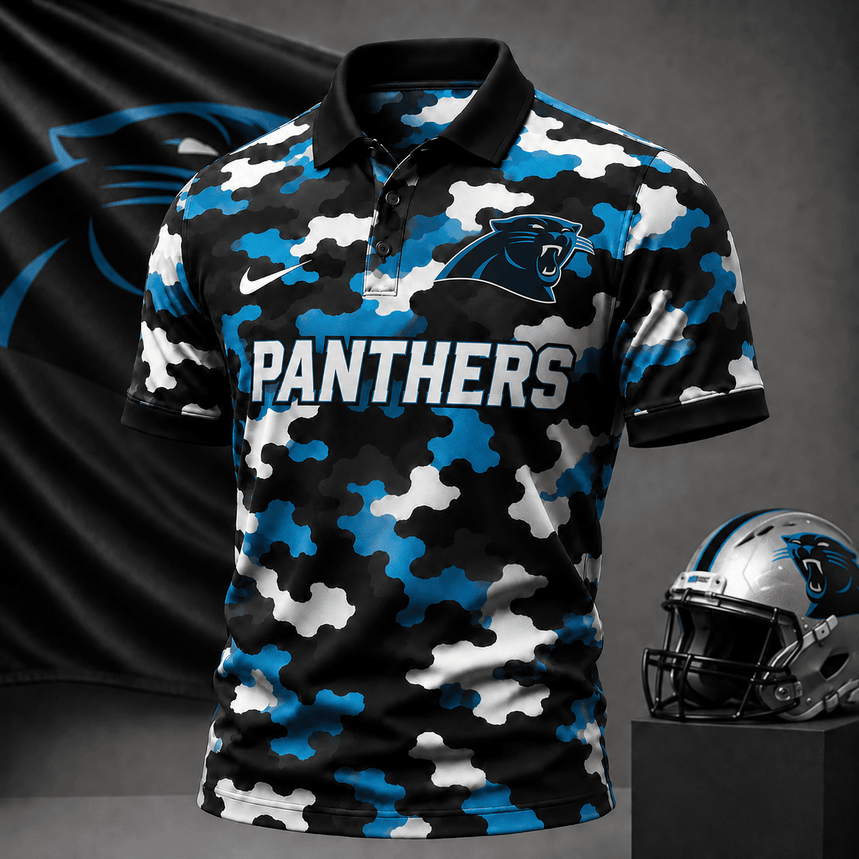 Carolina Panthers| Premium NFL Camo Polo Shirt NY