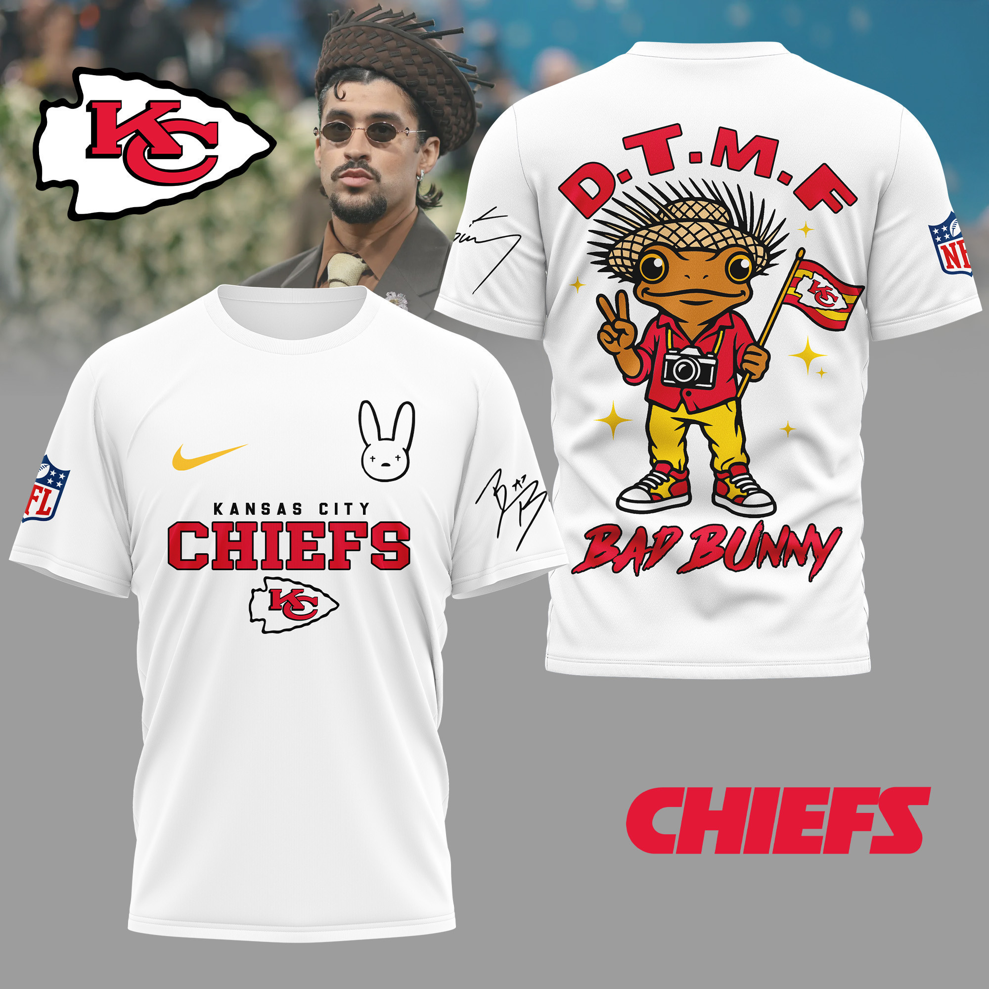 Kansas City Chiefs | Premium NFL Bad Bunny 3D Shirt TD
