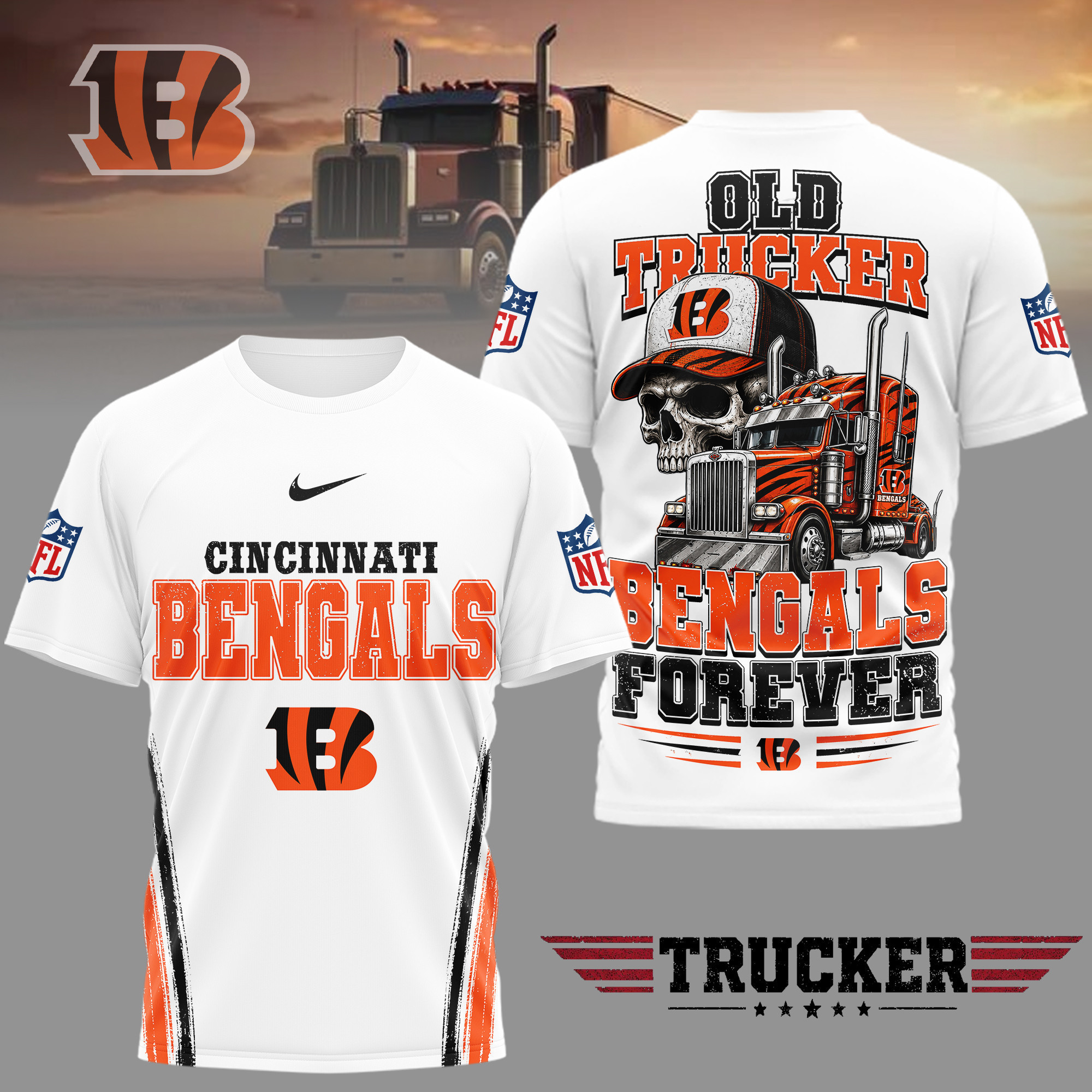 Cincinnati Bengals | Premium NFL Old Trucker Fan 3D Shirt TD