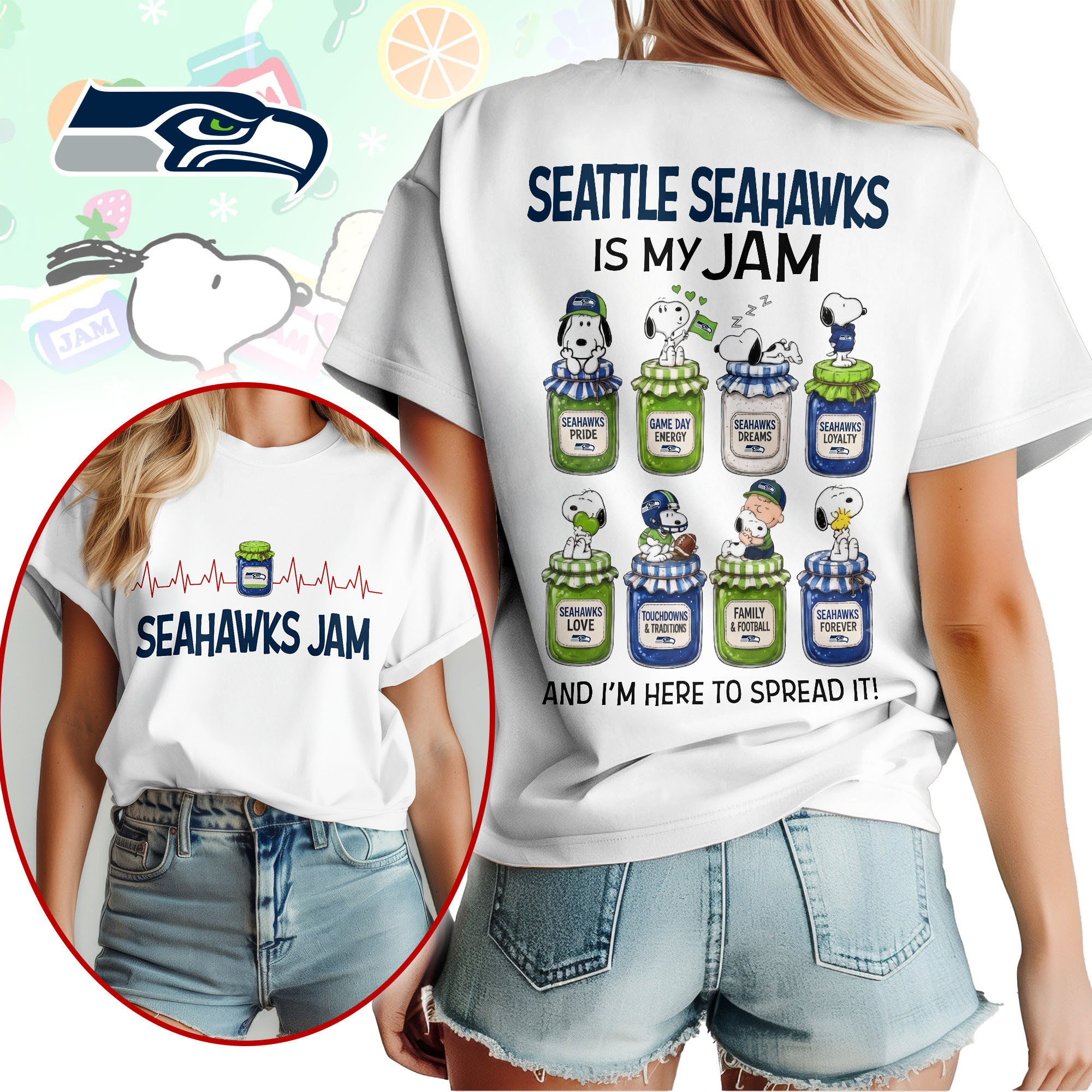 Seattle Seahawks | Premium NFL Jam Peanuts Football Fan 3D Shirt NY