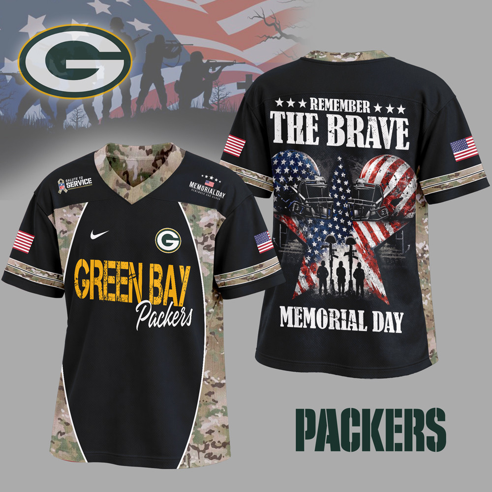 Green Bay Packers | Premium NFL Memorial Day V-neck Baseball Jersey HY