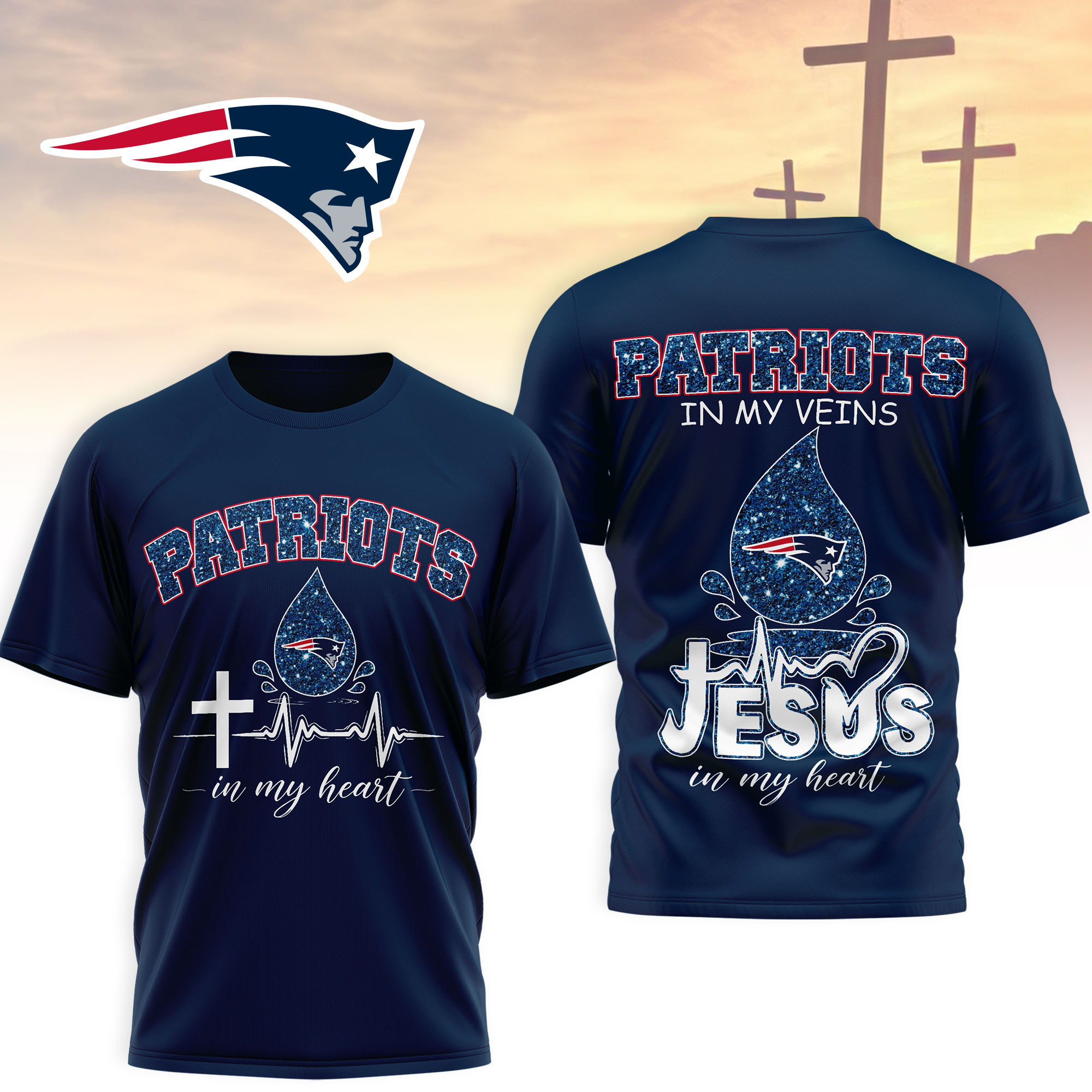 New England Patriots | Premium NFL Jesus In My Heart 3D Shirt NTH1