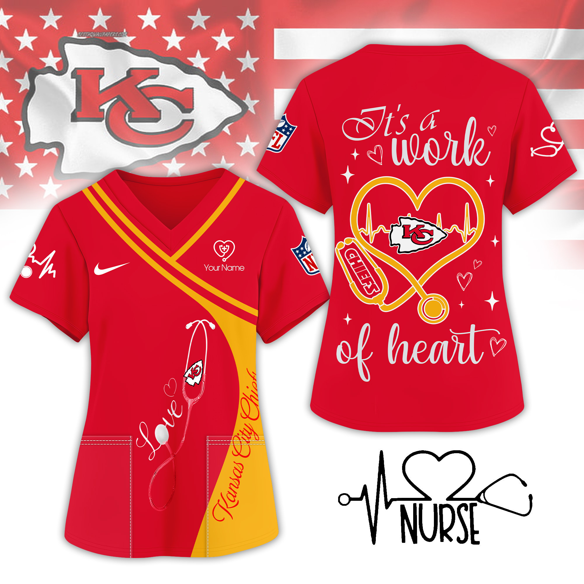 Kansas City Chiefs | Premium NFL Nurse Pride 3D Shirt NY