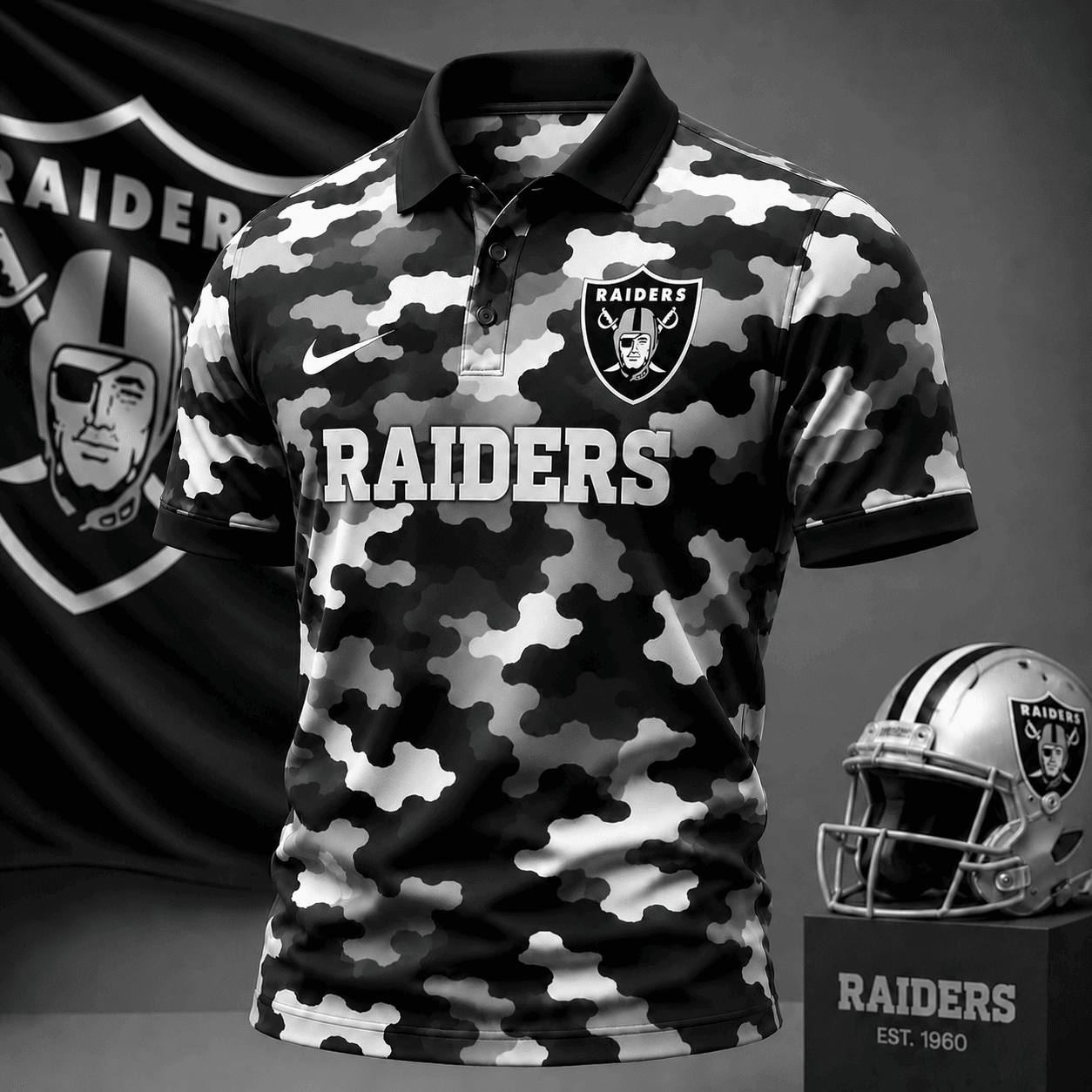 Las Vegas Raiders | Premium NFL Camo Polo Shirt NY