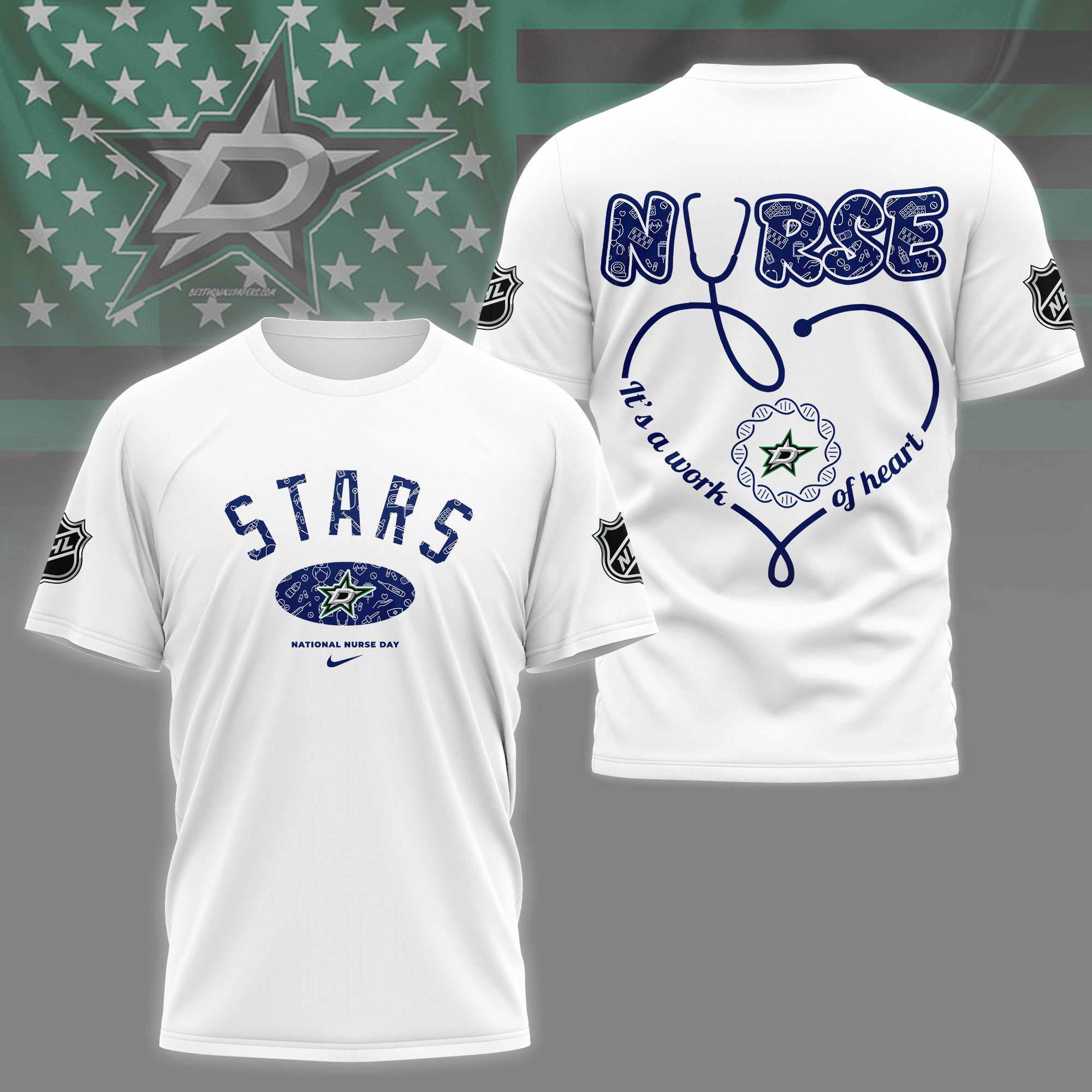 Dallas Stars | Premium NHL Nurse Appreciation Month 3D Shirt NY
