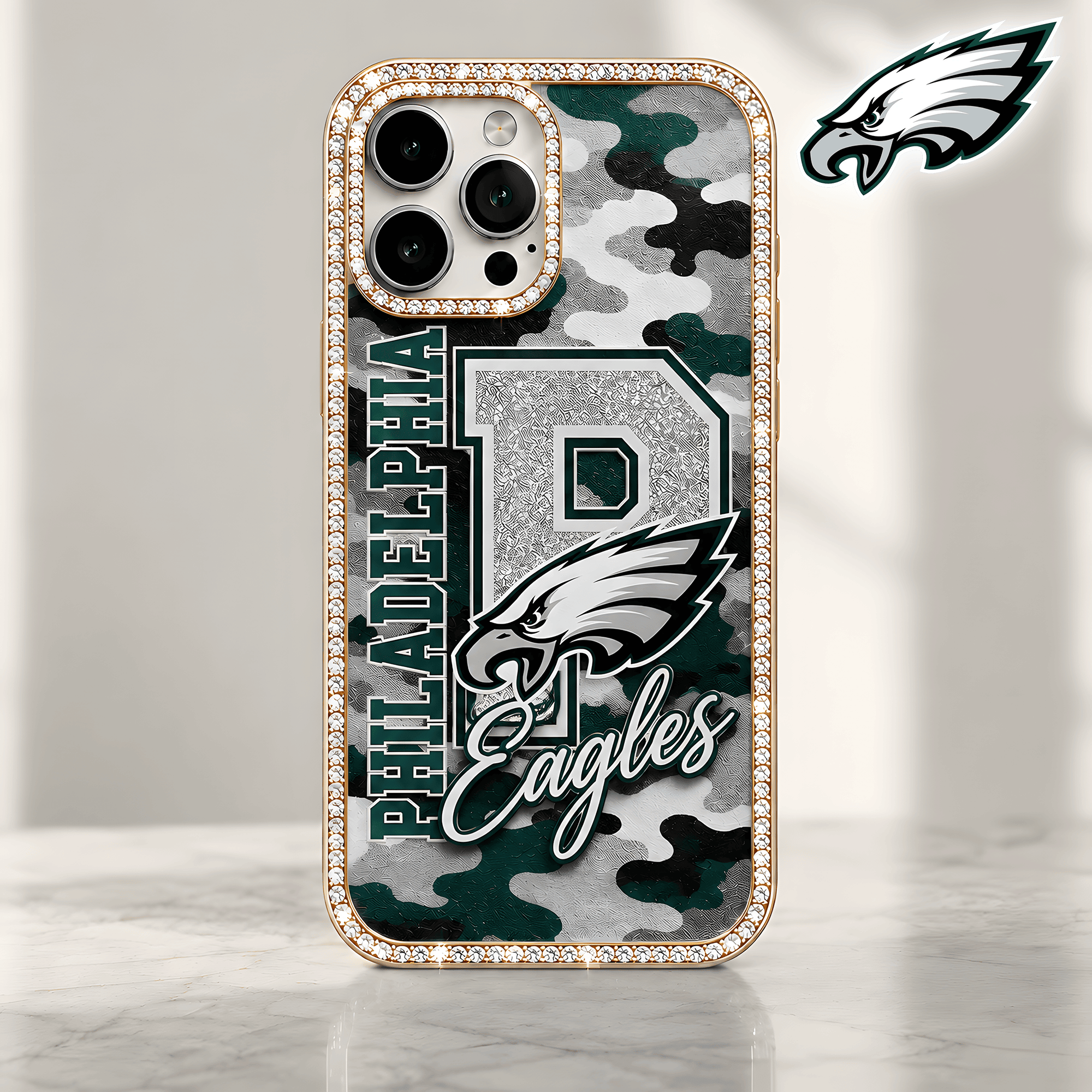 Philadelphia Eagles | Premium NFL Team Camo Bling Luxury Phone Case NTH1