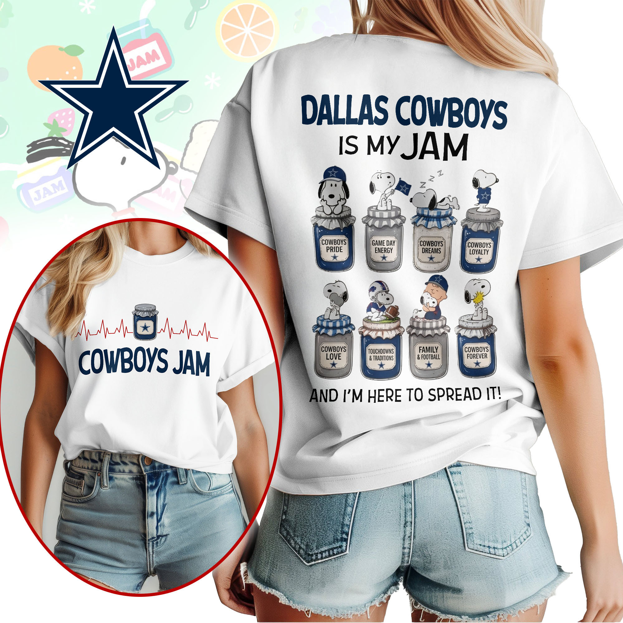 Dallas Cowboys | Premium NFL Jam Peanuts Football Fan 3D Shirt NY
