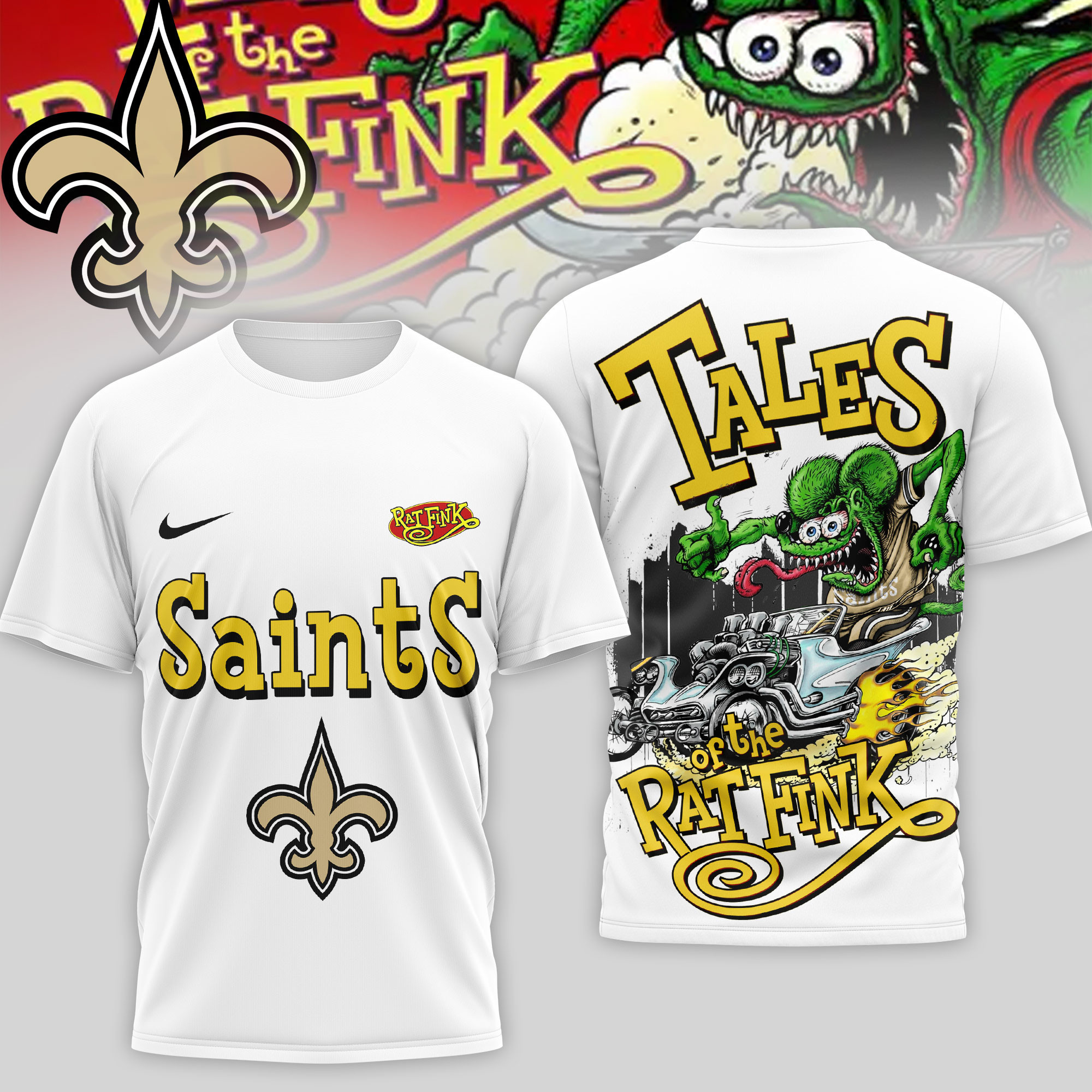 New Orleans Saints | Premium NFL Rat Fink 3D Shirt TD