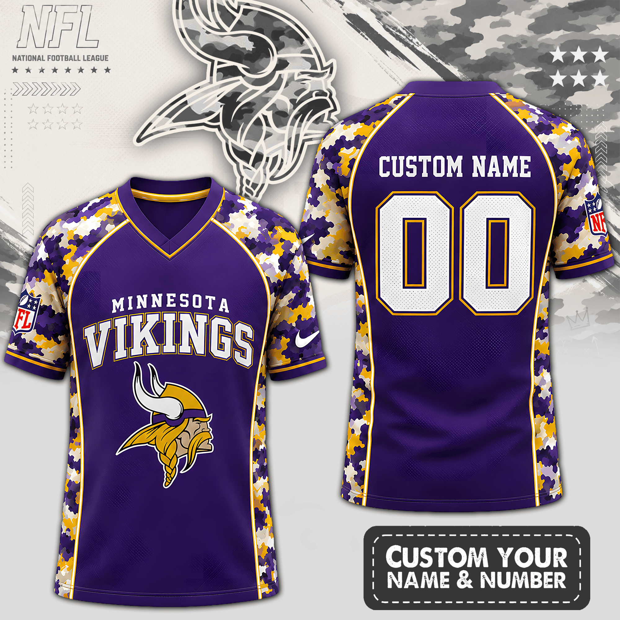 Minnesota Vikings | Premium NFL Born for Game Day V-Neck Jersey NTH1