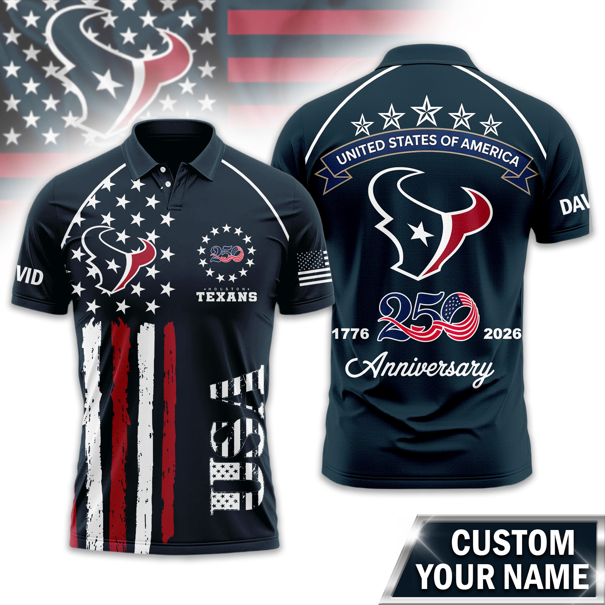 Houston Texans | Premium NFL American Semiquincentennial Polo Shirt TD